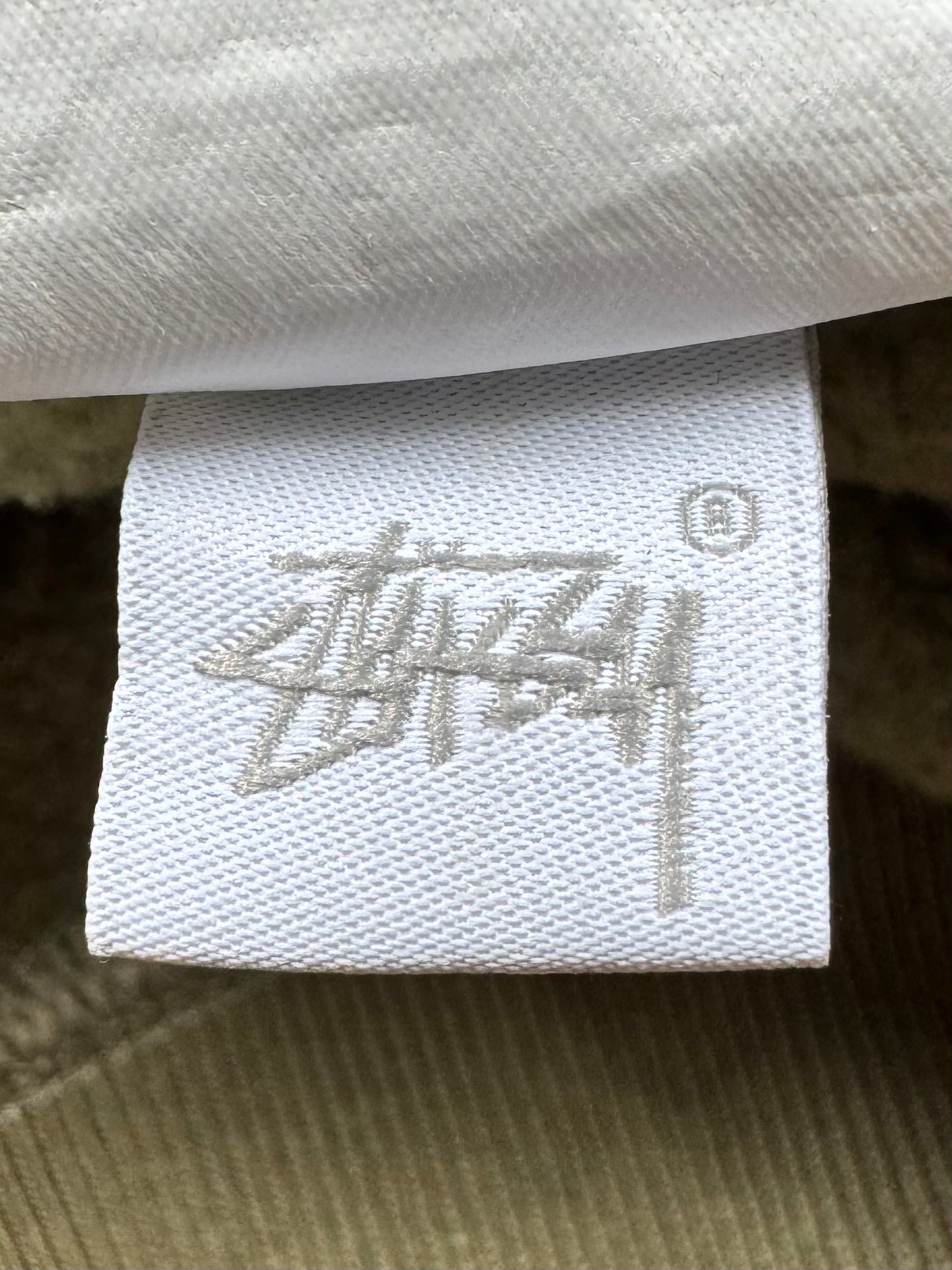 Vintage sage / khaki green Stussy technical cargo hoodie (M)