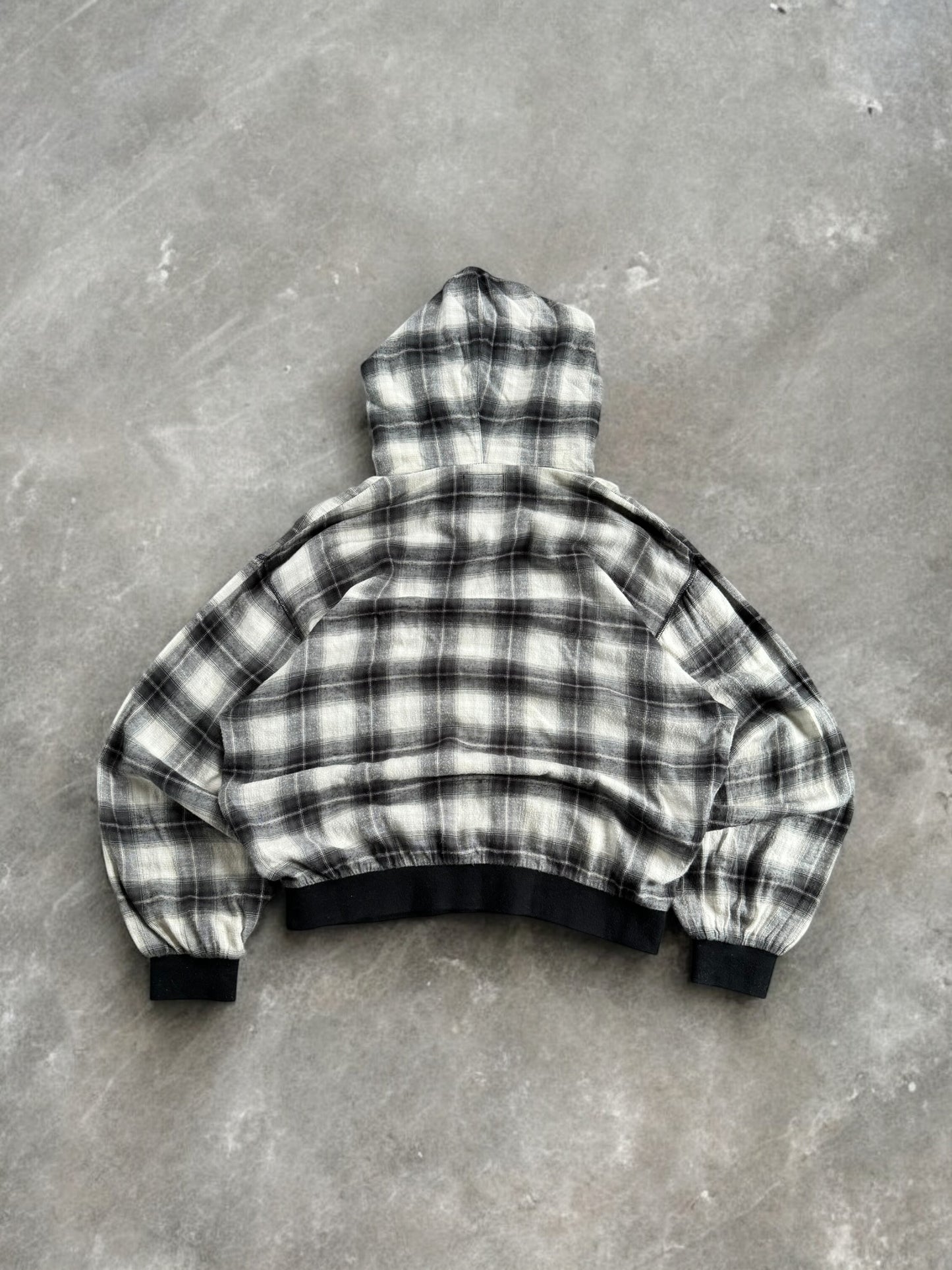 Vintage Stussy spell out logo tartan / plaid hoodie (S)
