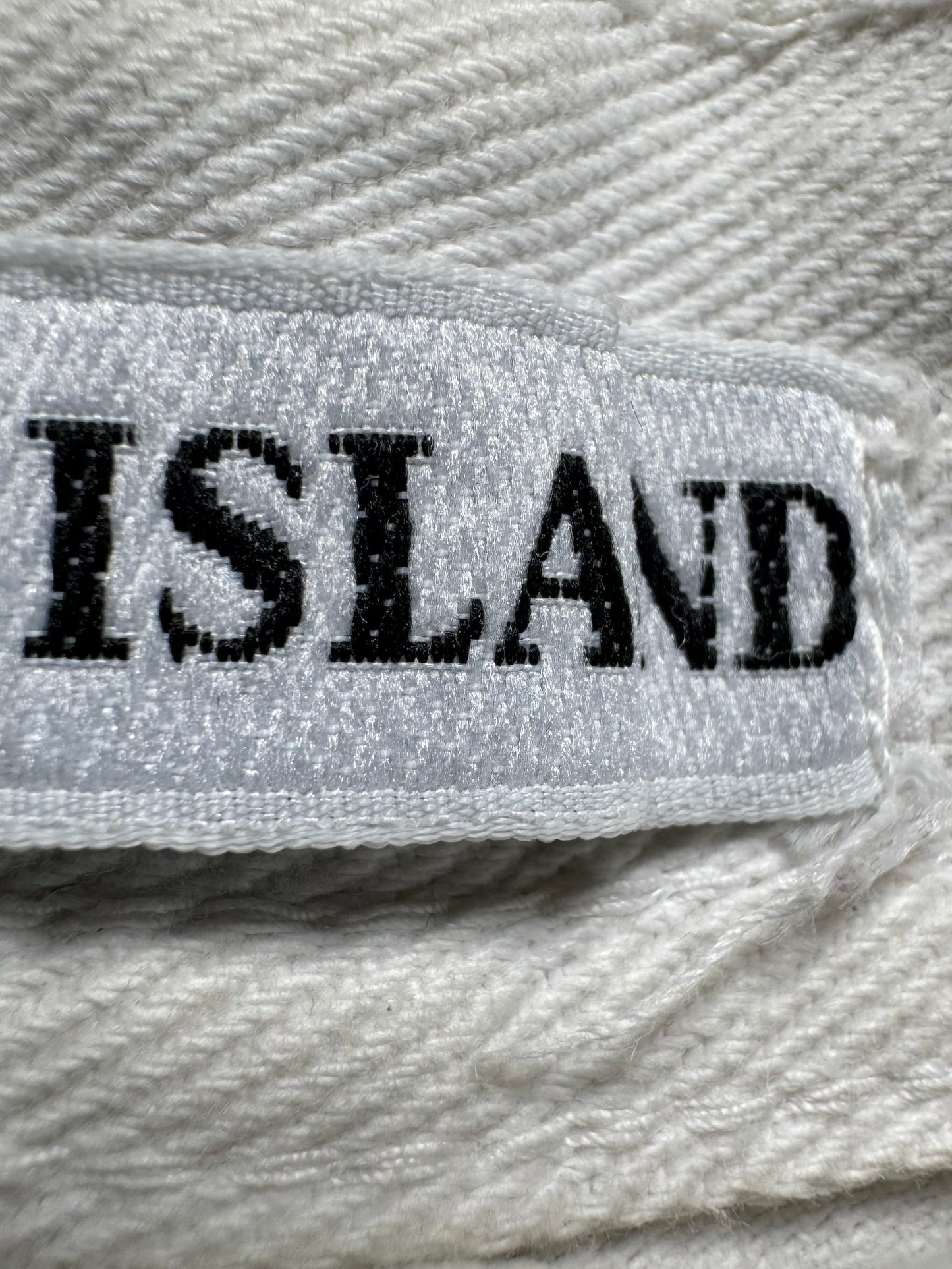 Vintage 1980's white Stone Island green edge badge raw hem denim shorts / jorts (XS)