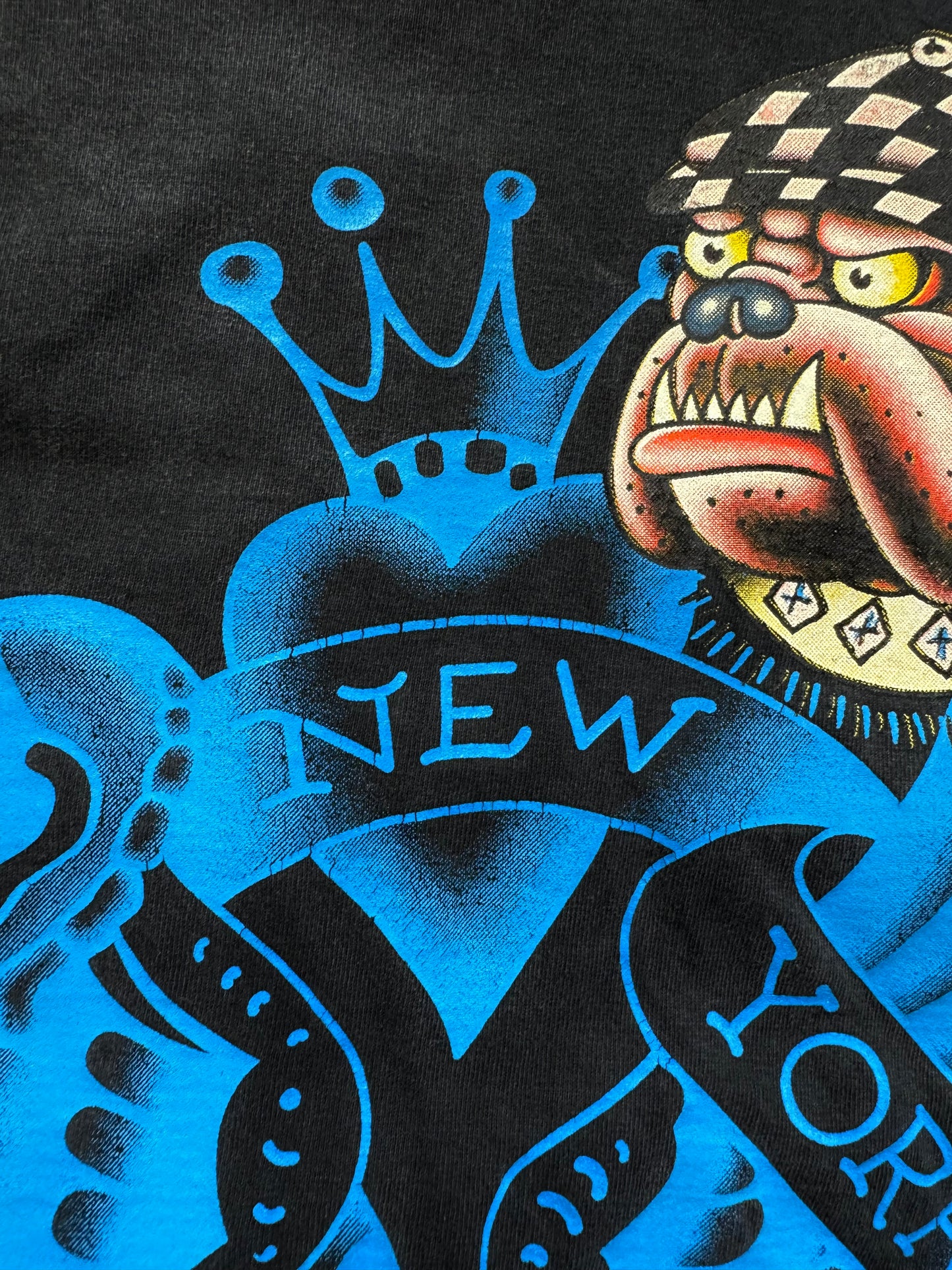 Vintage 2000's Y2K black and blue Ed Hardy by Christian Audigier graphic t shirt (S)