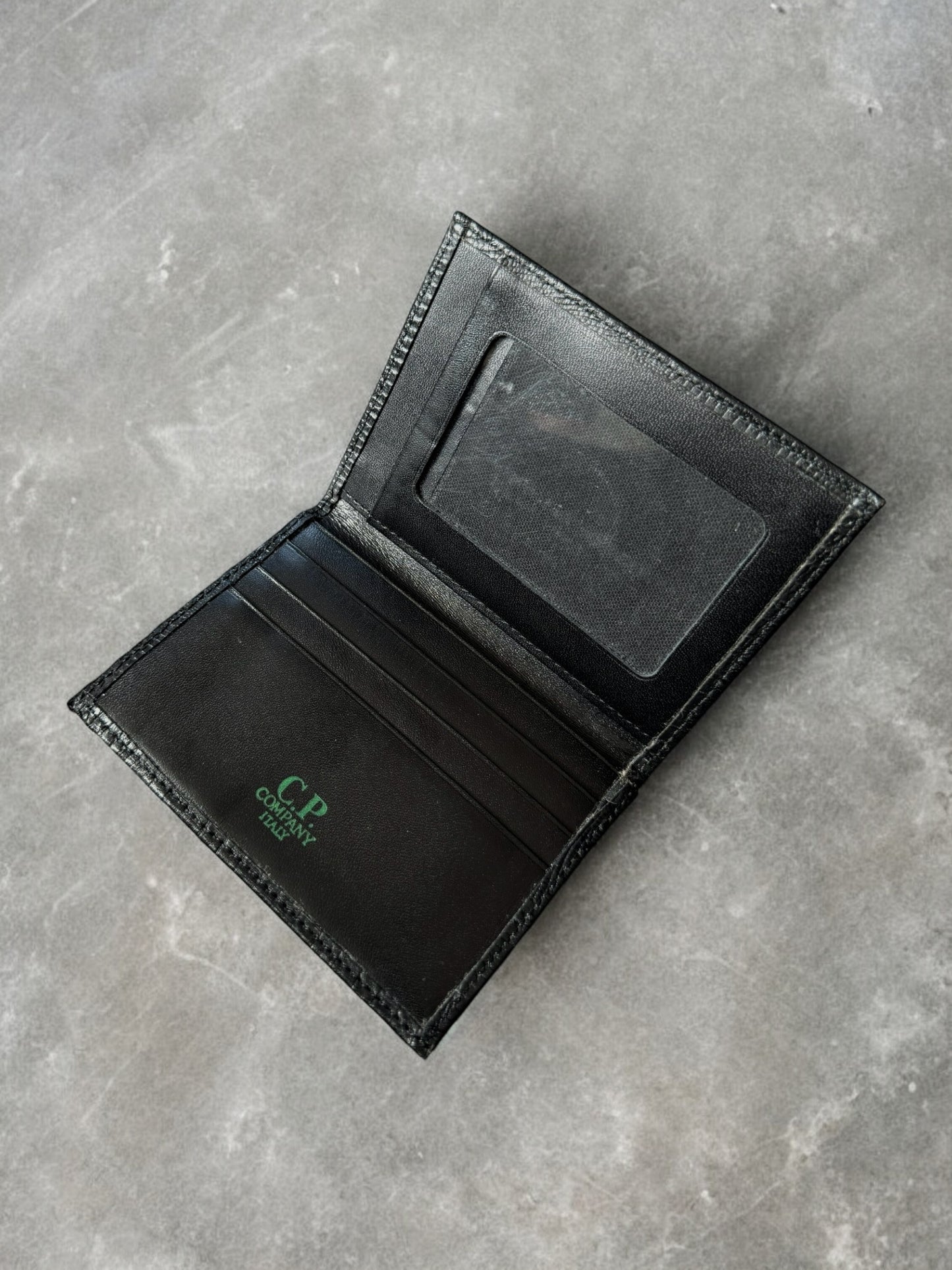 Vintage 1980's black leather CP Company bifold wallet