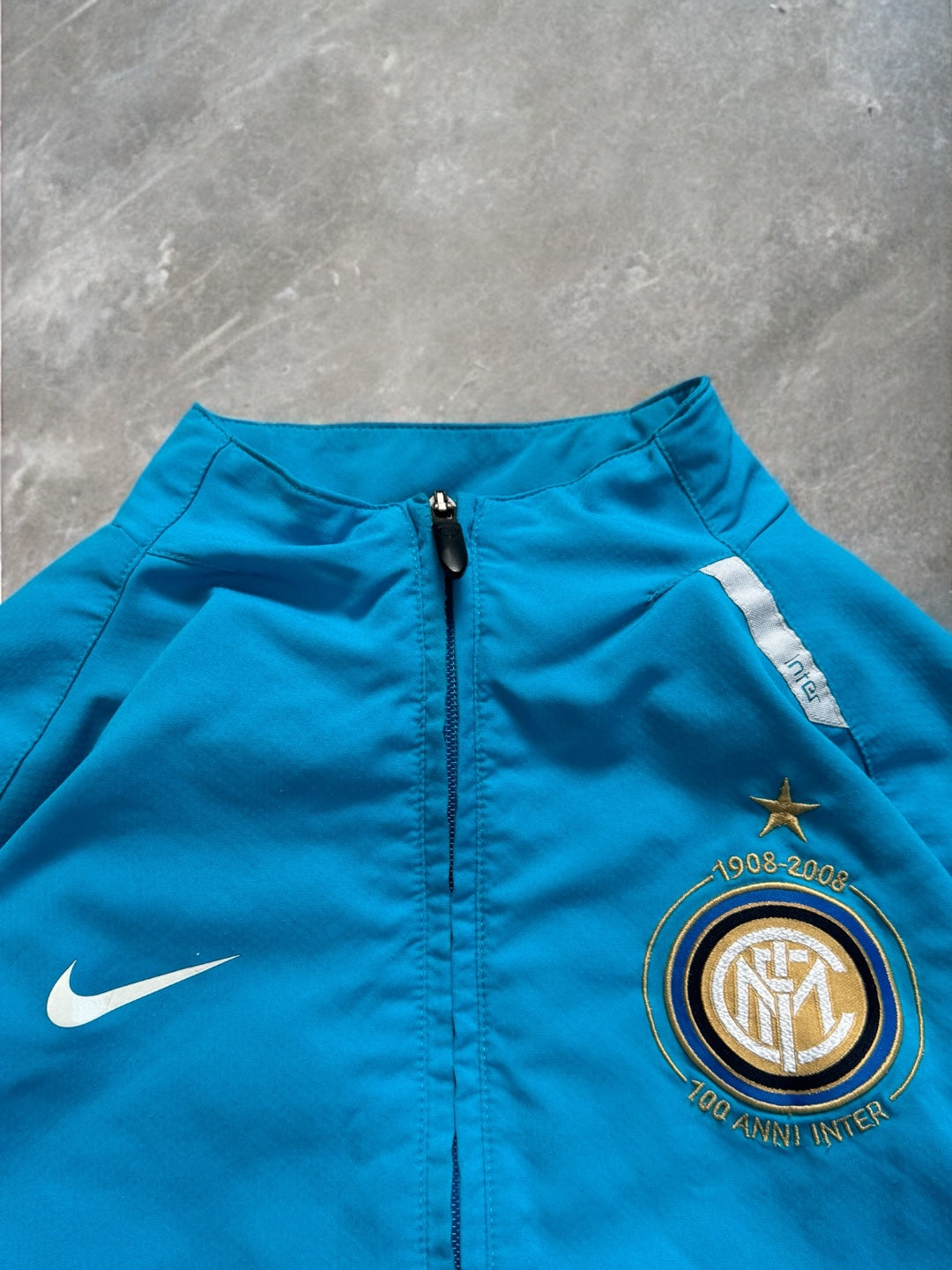 Vintage 2000's Y2K blue and white Nike T90 Inter Milan football technical track jacket (M)