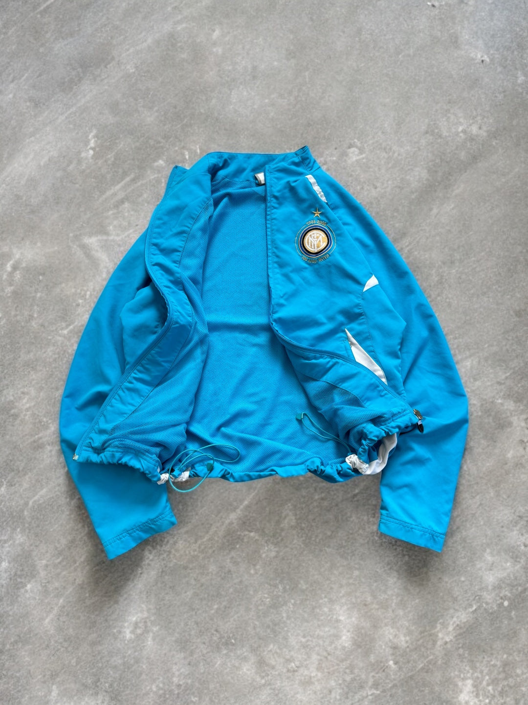 Vintage 2000's Y2K blue and white Nike T90 Inter Milan football technical track jacket (M)