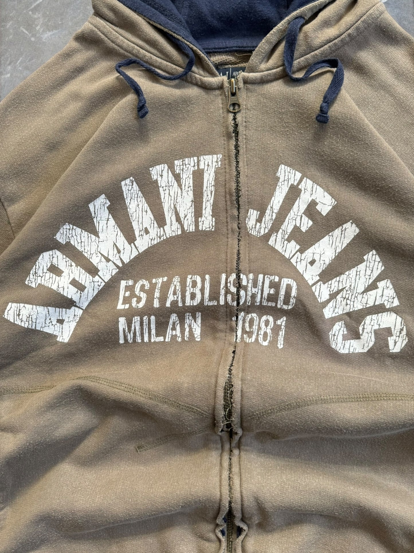 Vintage 2000's distressed Armani Jeans zip up hoodie (M)