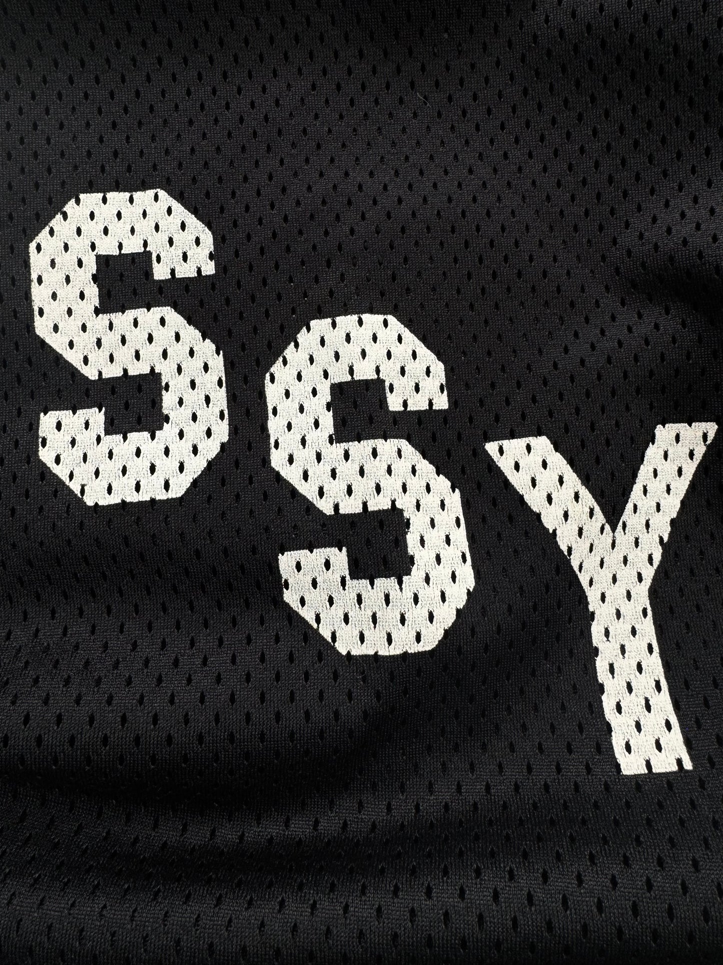 Vintage 2000's black and white Stussy long sleeve mesh jersey / shirt (L)