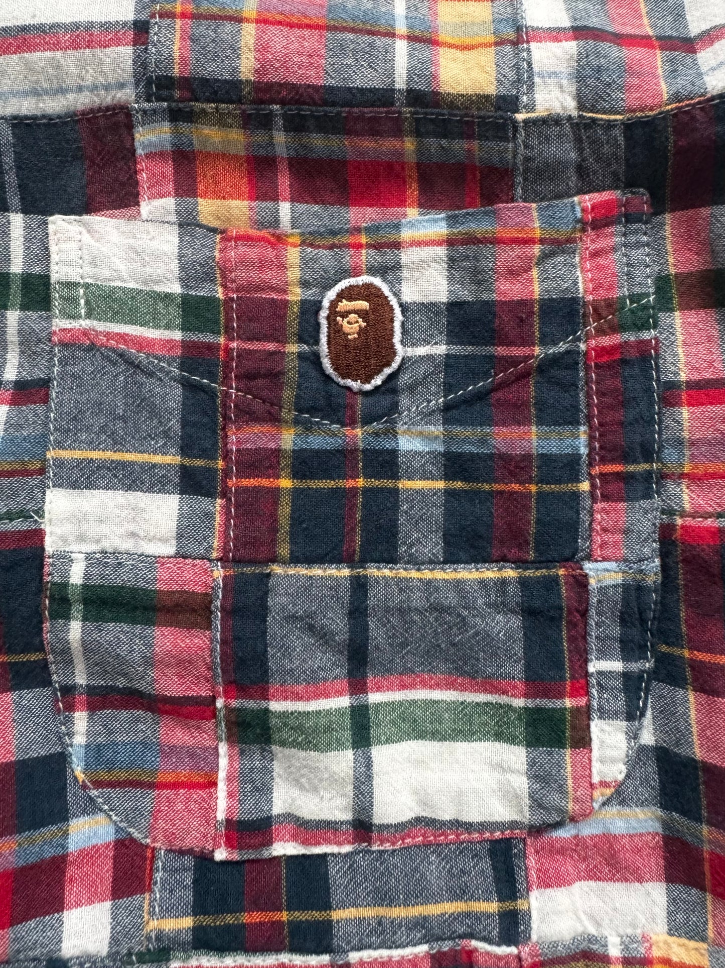 Vintage 90's tartan Bape cut and sewn shirt (S)