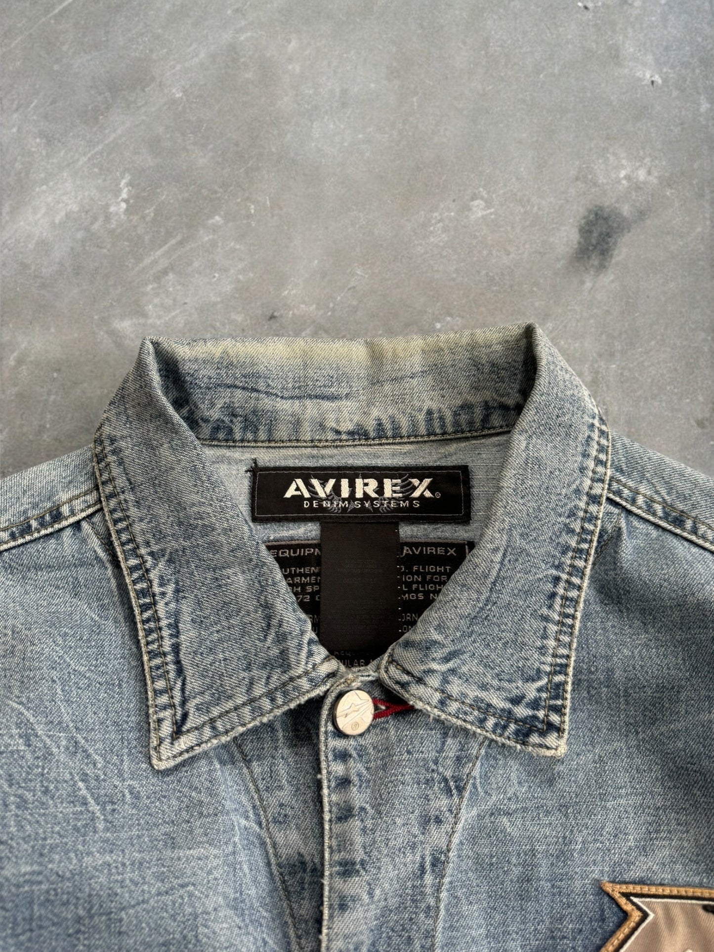 Vintage 90's light wash Avirex denim jacket (XL)