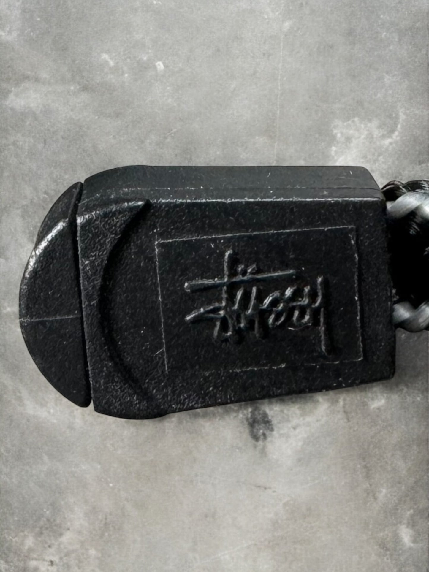 Vintage 2000's black and grey Stussy technical plaid sling bag / waist bag