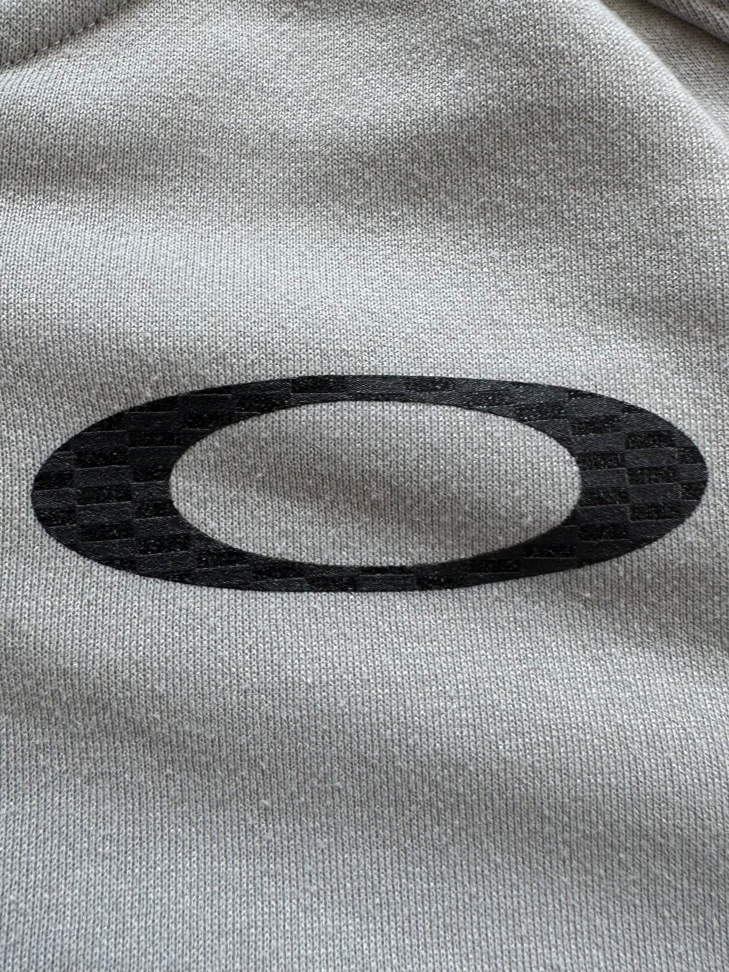 Vintage 2000's black and light grey Oakley graphic print logo zip up technical hoodie (M)