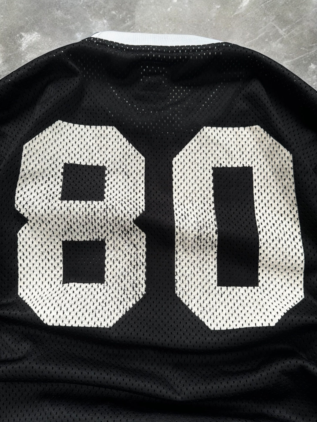 Vintage 2000's black and white Stussy long sleeve mesh jersey / shirt (L)