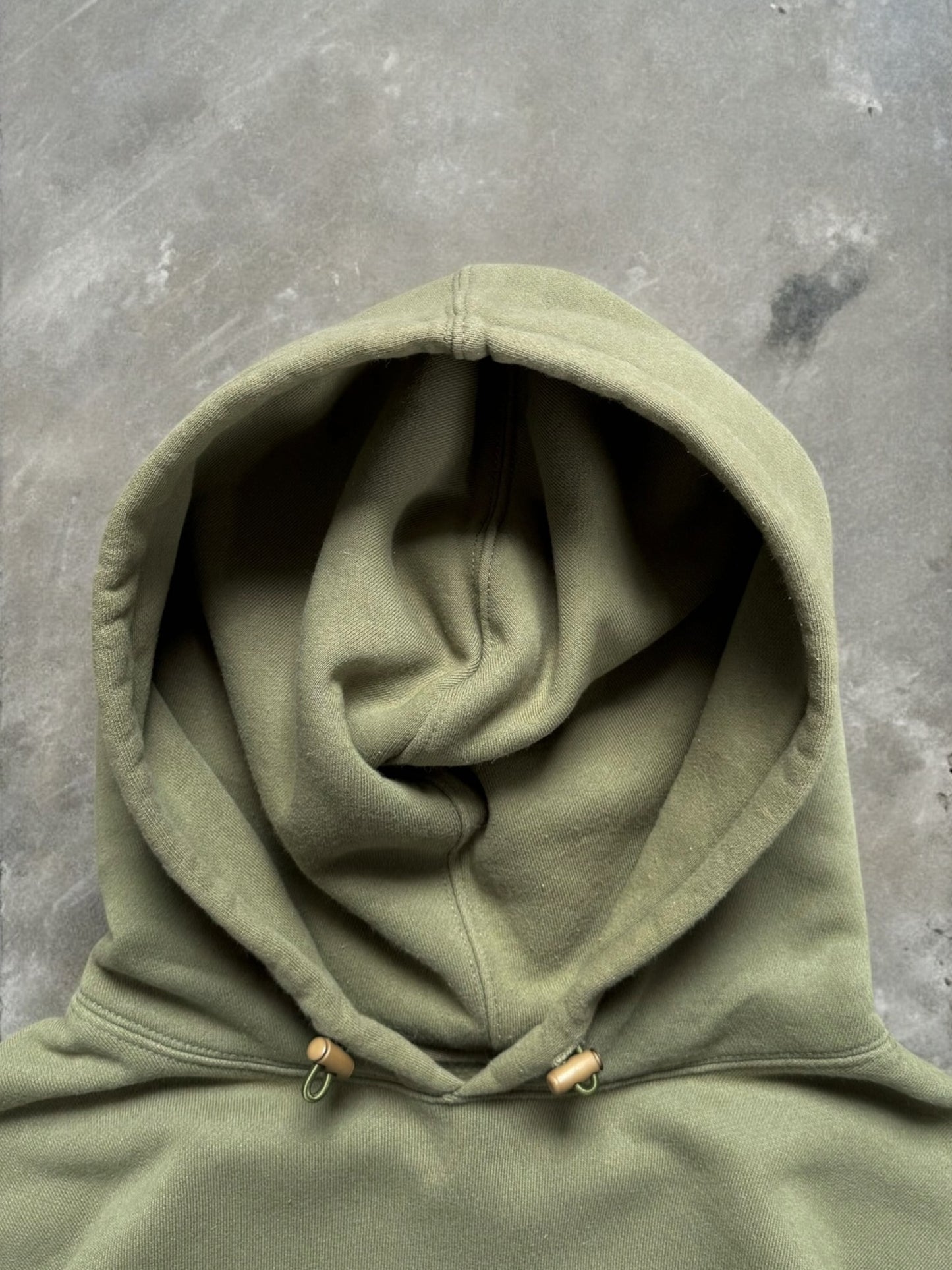 Vintage sage / khaki green Stussy technical cargo hoodie (M)