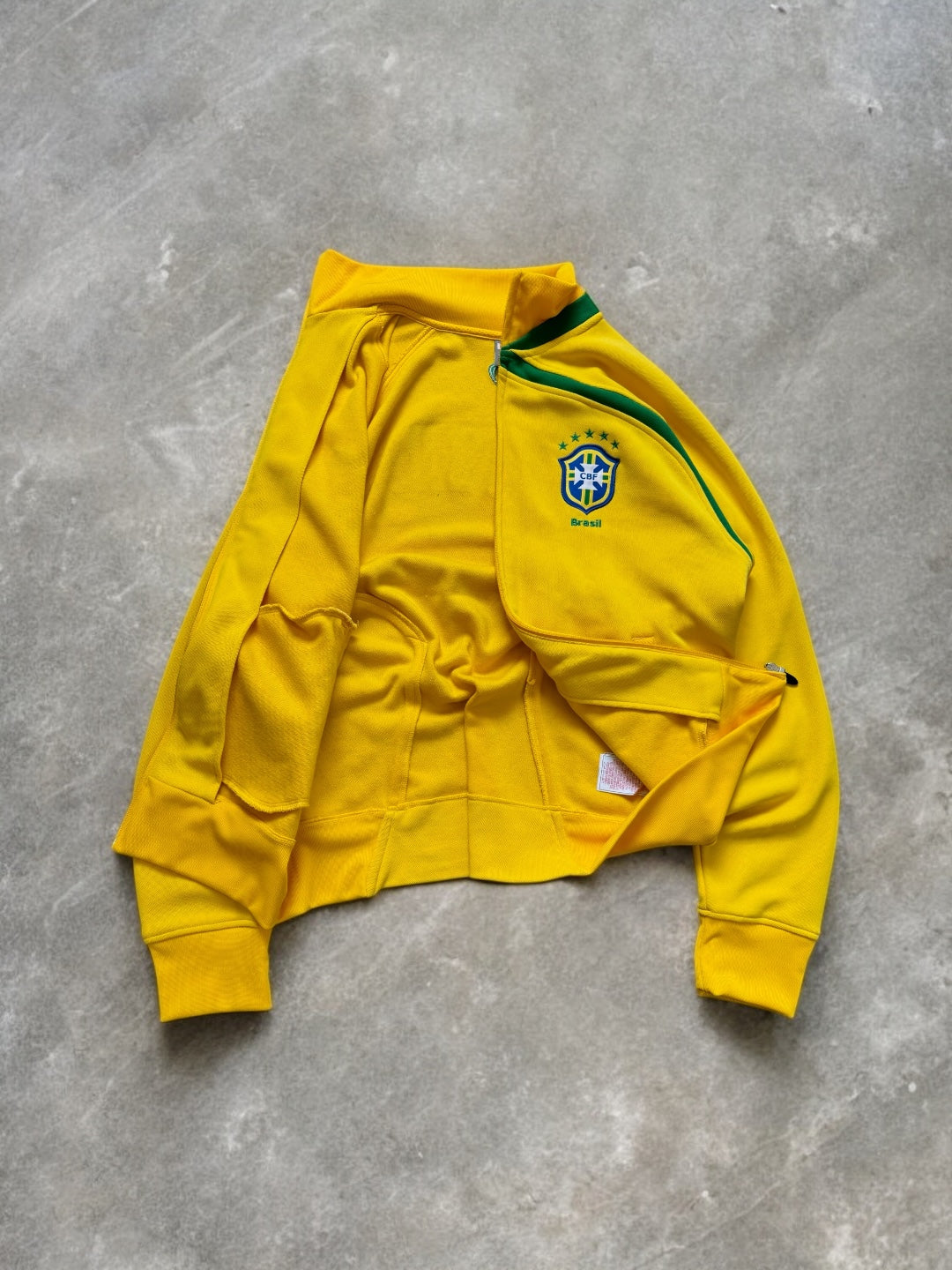 Vintage 2000's green and yellow Nike Brazil football track jacket (XL)