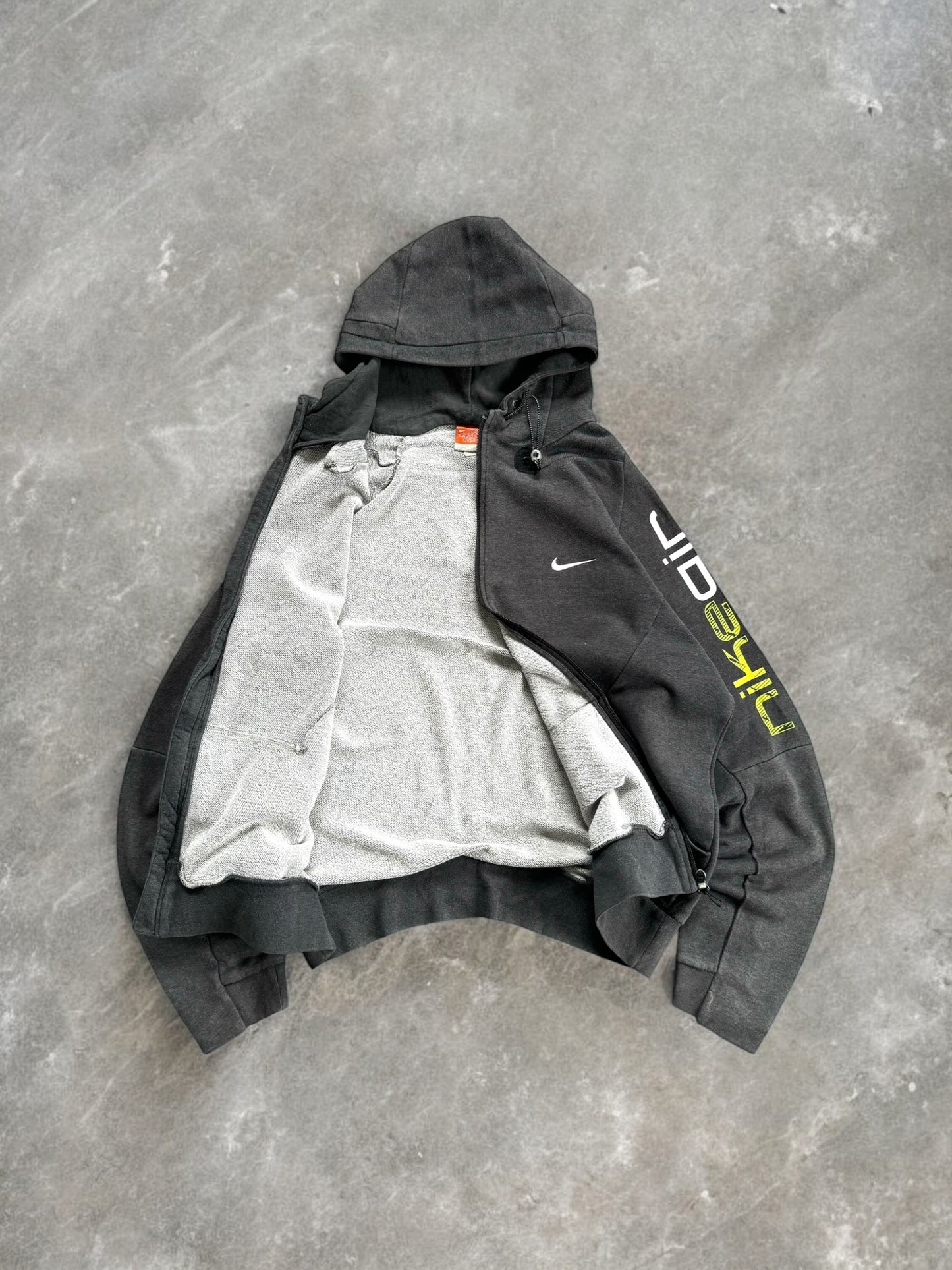Vintage 2000's grey Nike Air Max graphic print logo technical zip up hoodie (L)