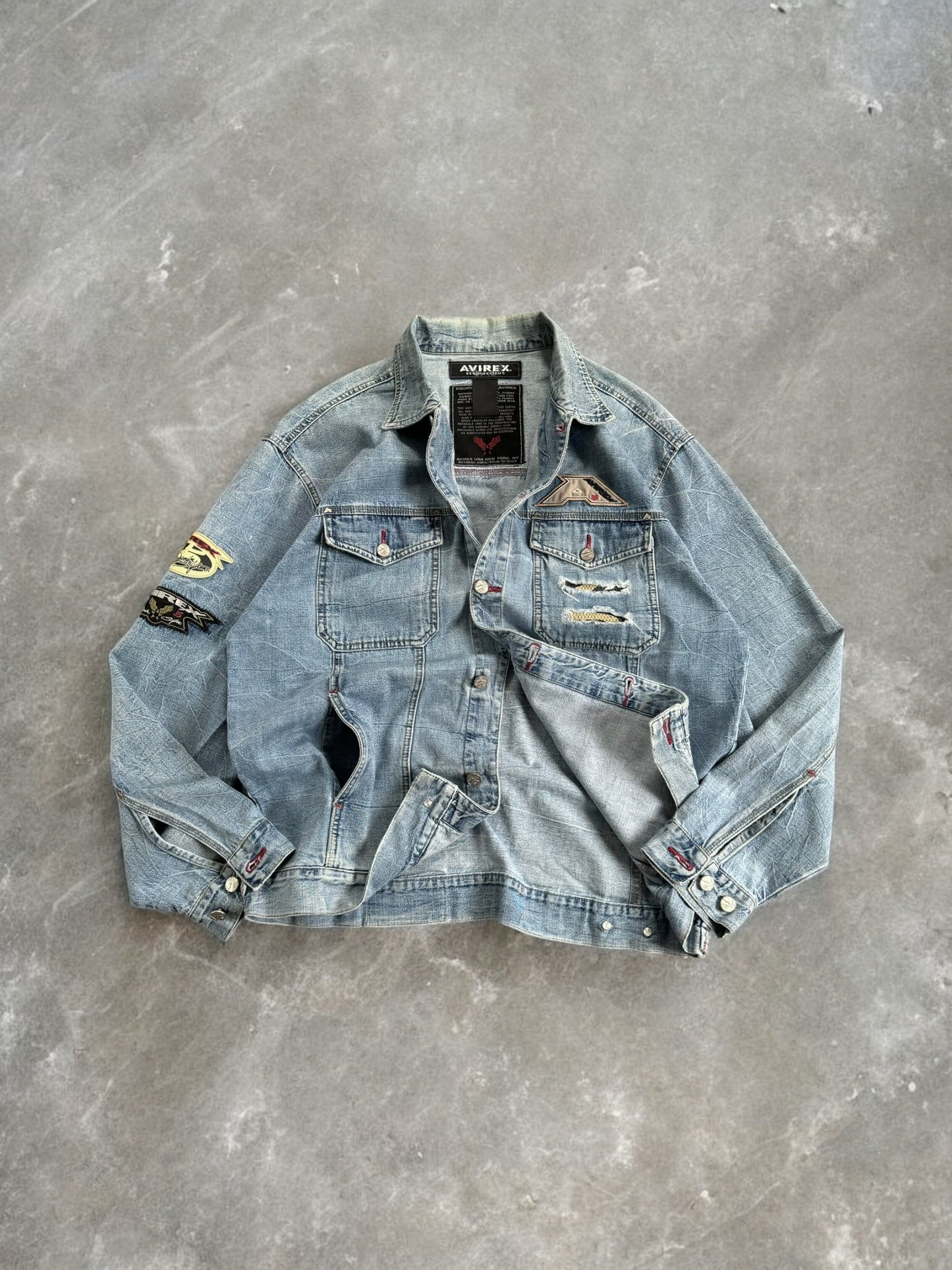Vintage 90's light wash Avirex denim jacket (XL)
