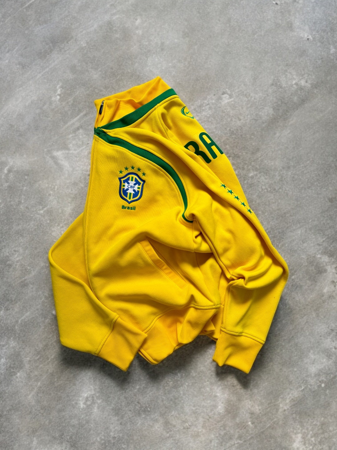 Vintage 2000's green and yellow Nike Brazil football track jacket (XL)