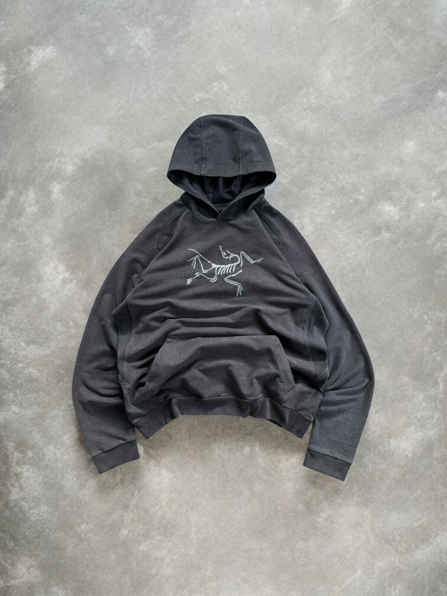 Vintage grey Arc'teryx technical centre logo hoodie (XL)