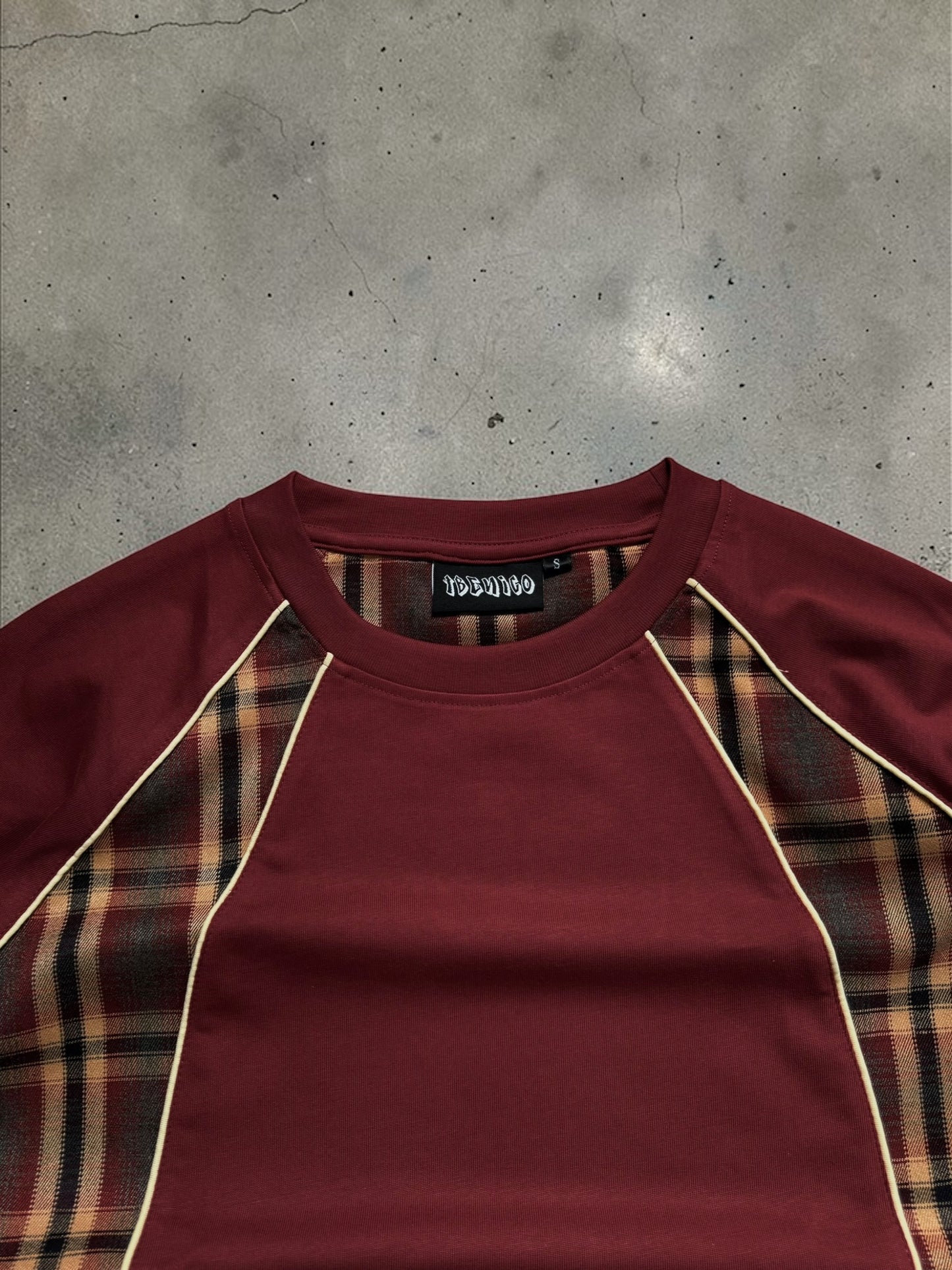 Tbenico rossa tartan panel rig t shirt