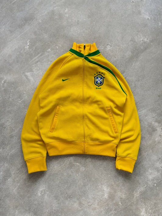 Vintage 2000's green and yellow Nike Brazil football track jacket (XL)