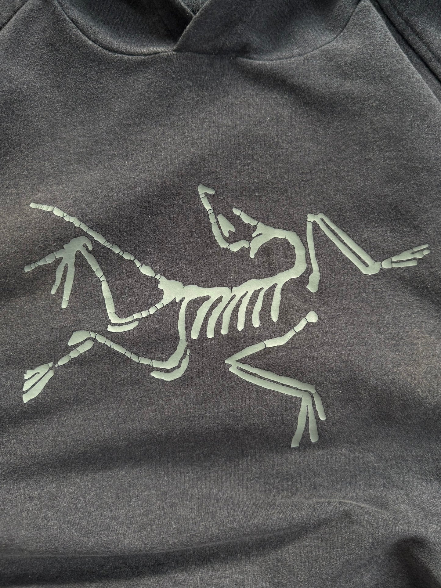 Vintage grey Arc'teryx technical centre logo hoodie (XL)