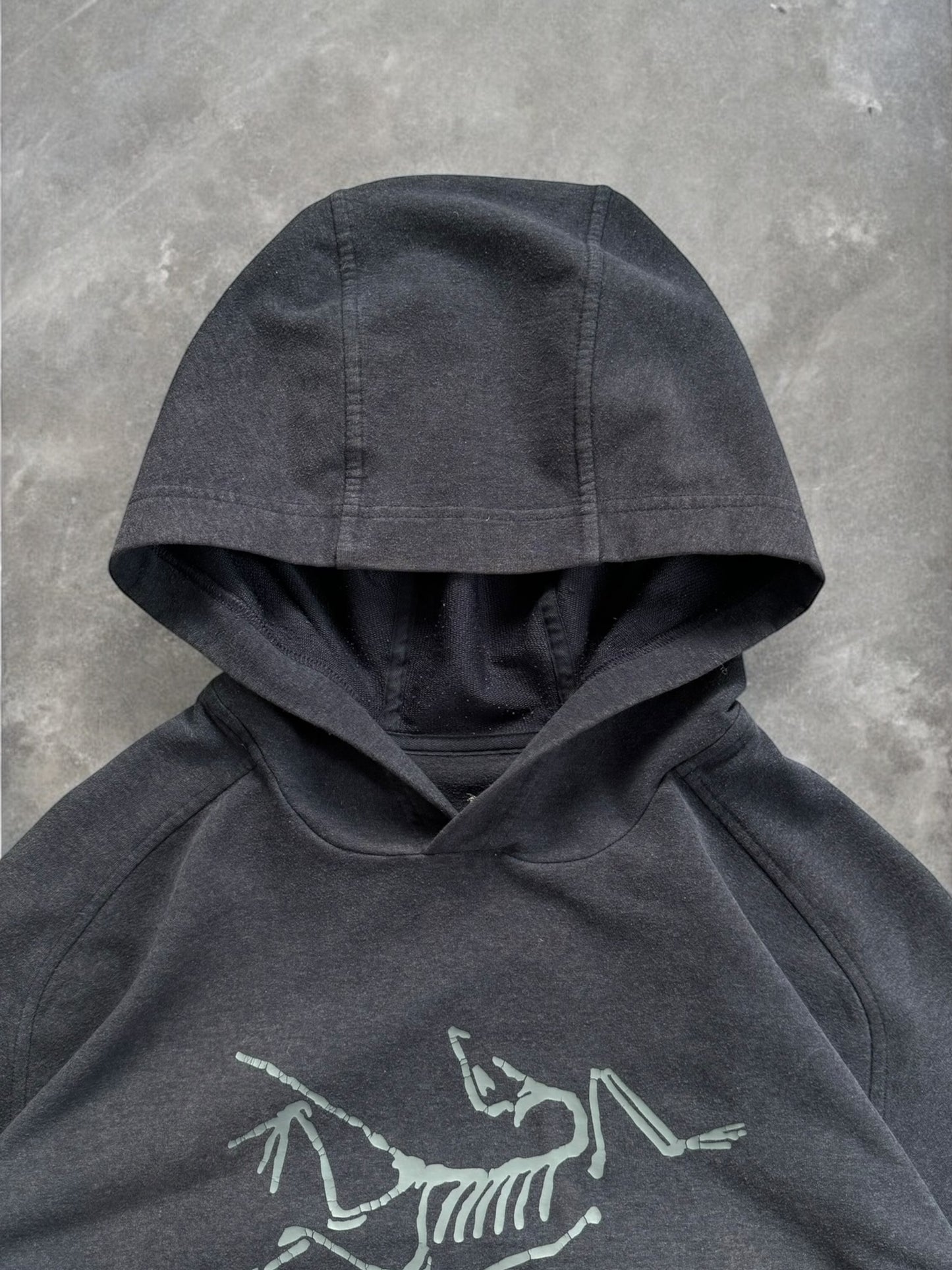 Vintage grey Arc'teryx technical centre logo hoodie (XL)