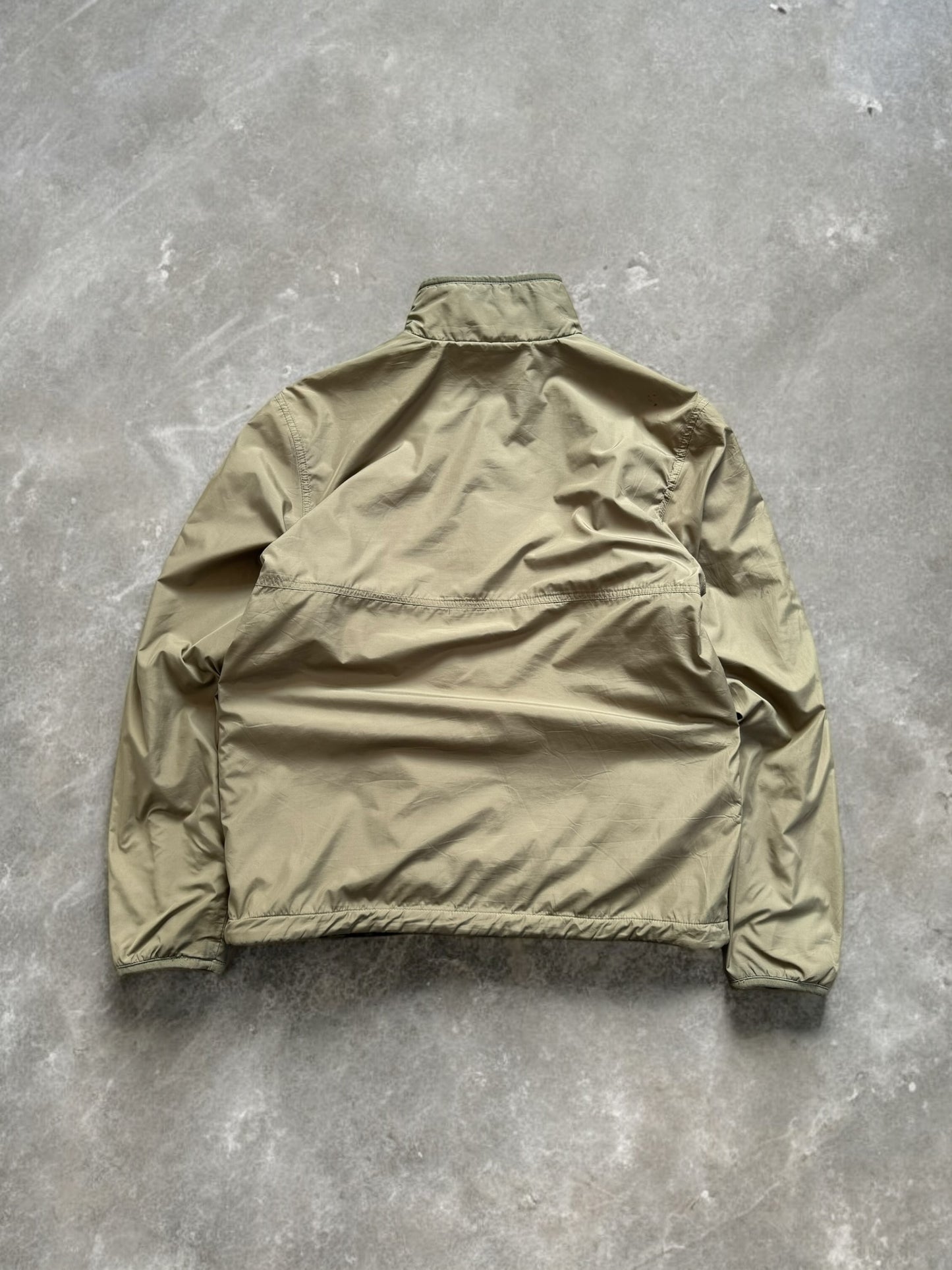 Vintage 2000's khaki green and black Stussy reversible plaid / tartan technical jacket (M)