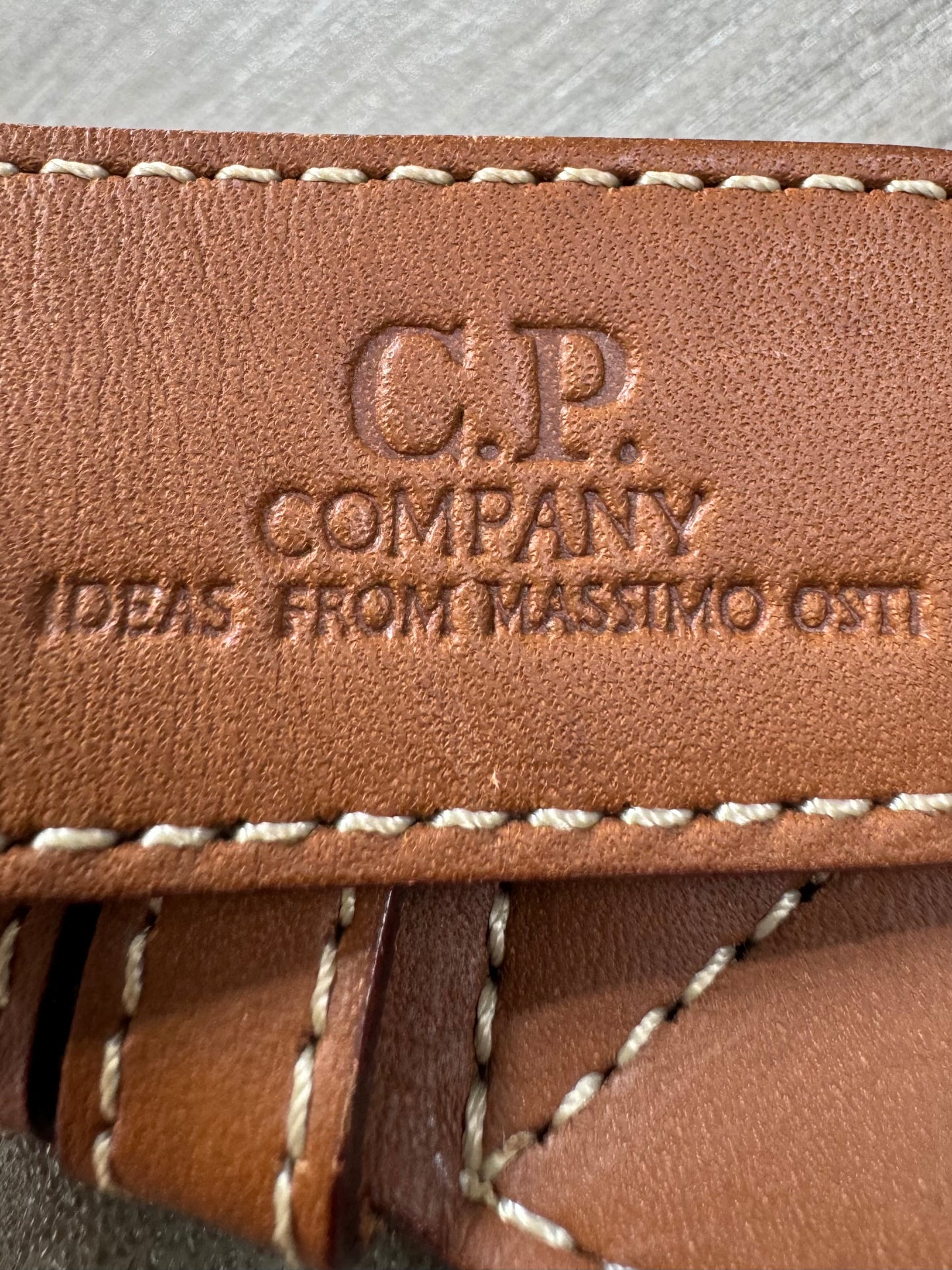 Vintage 1980's black brown and sage green CP Company leather sling bag / waist bag