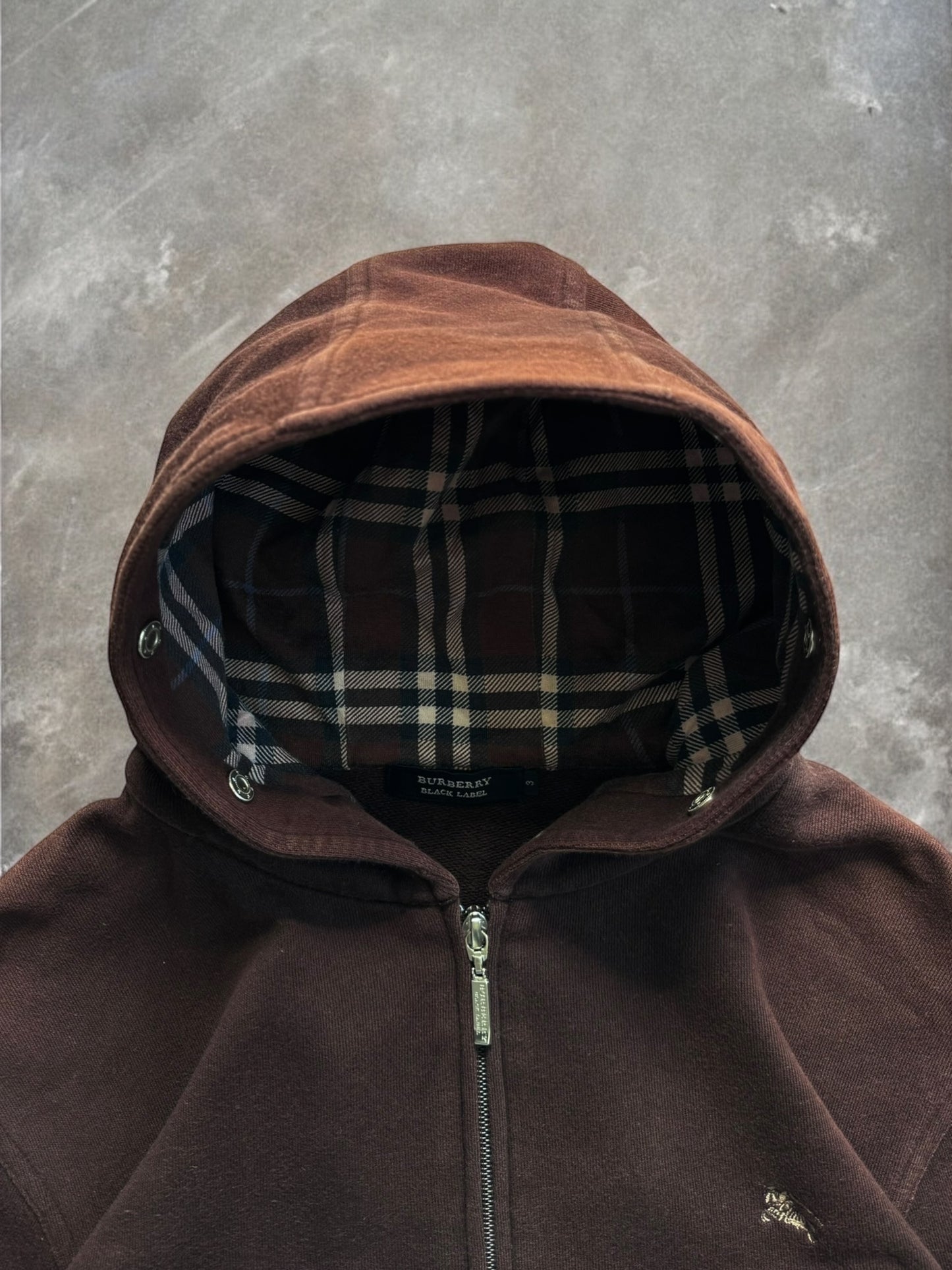Vintage 2000's washed brown Burberry nova check zip up hoodie (S)