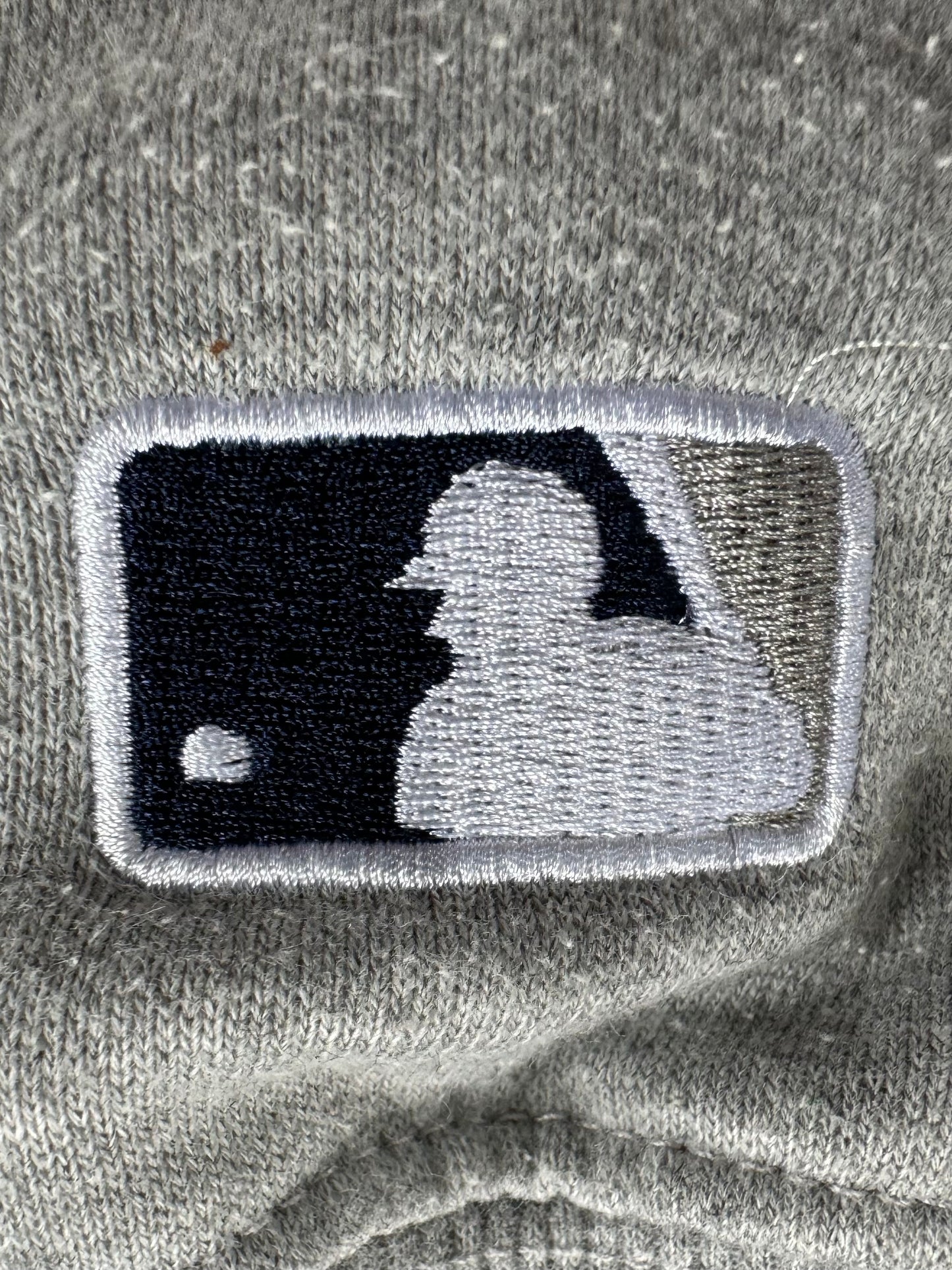 Vintage 90's grey and navy blue MLB New York Yankees boxy jumper (L)