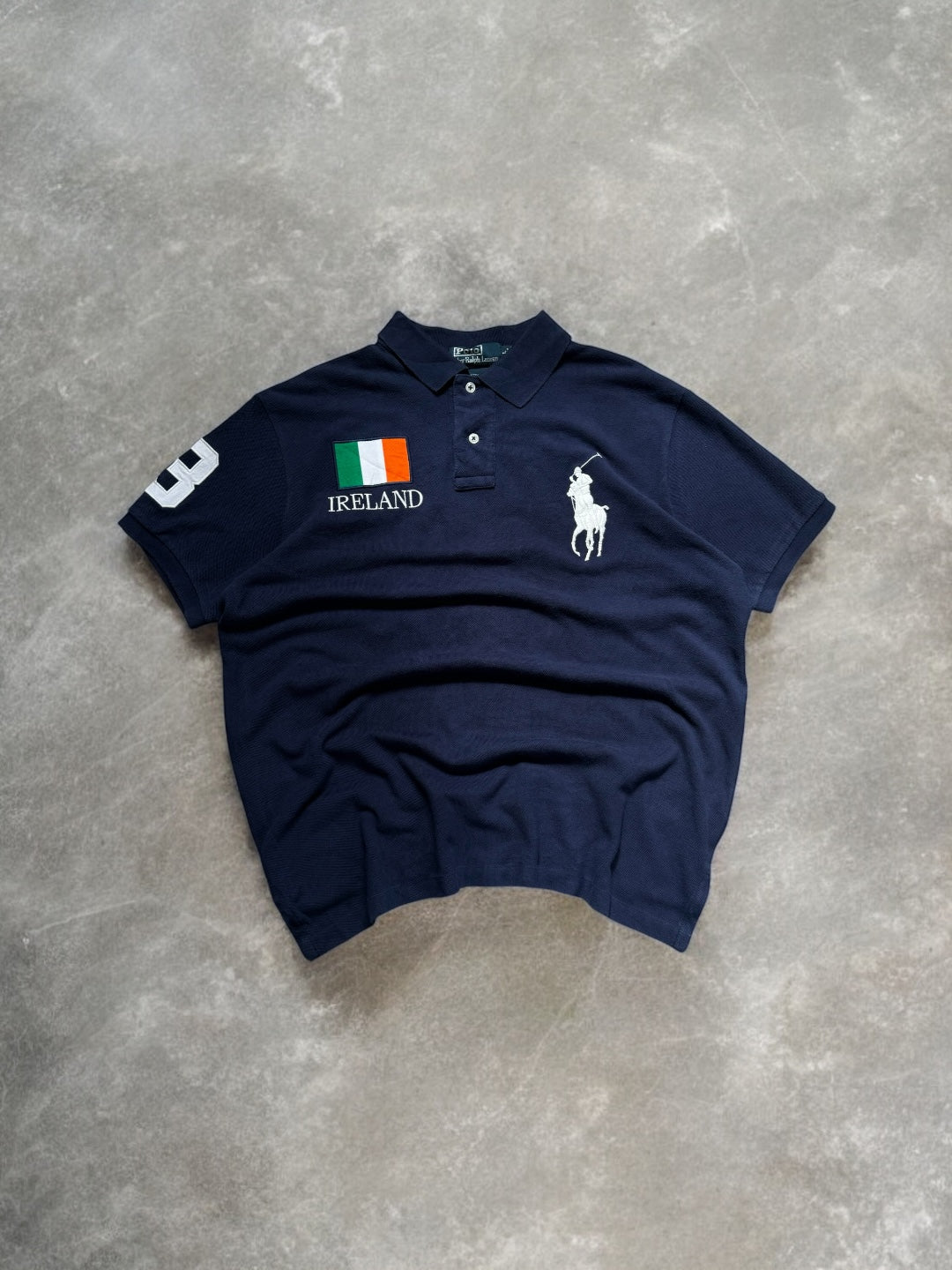 Vintage 2000's Ralph Lauren Ireland big pony country flag embroidered polo shirt (L)