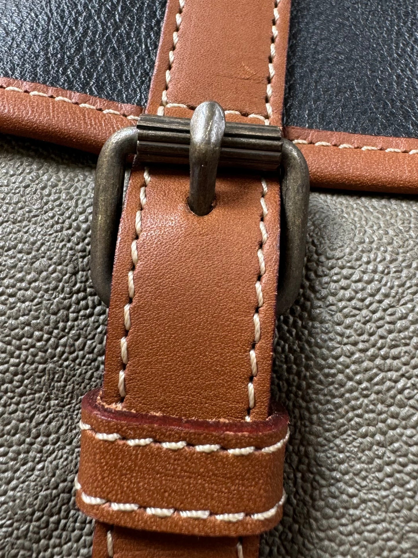 Vintage 1980's black brown and sage green CP Company leather sling bag / waist bag
