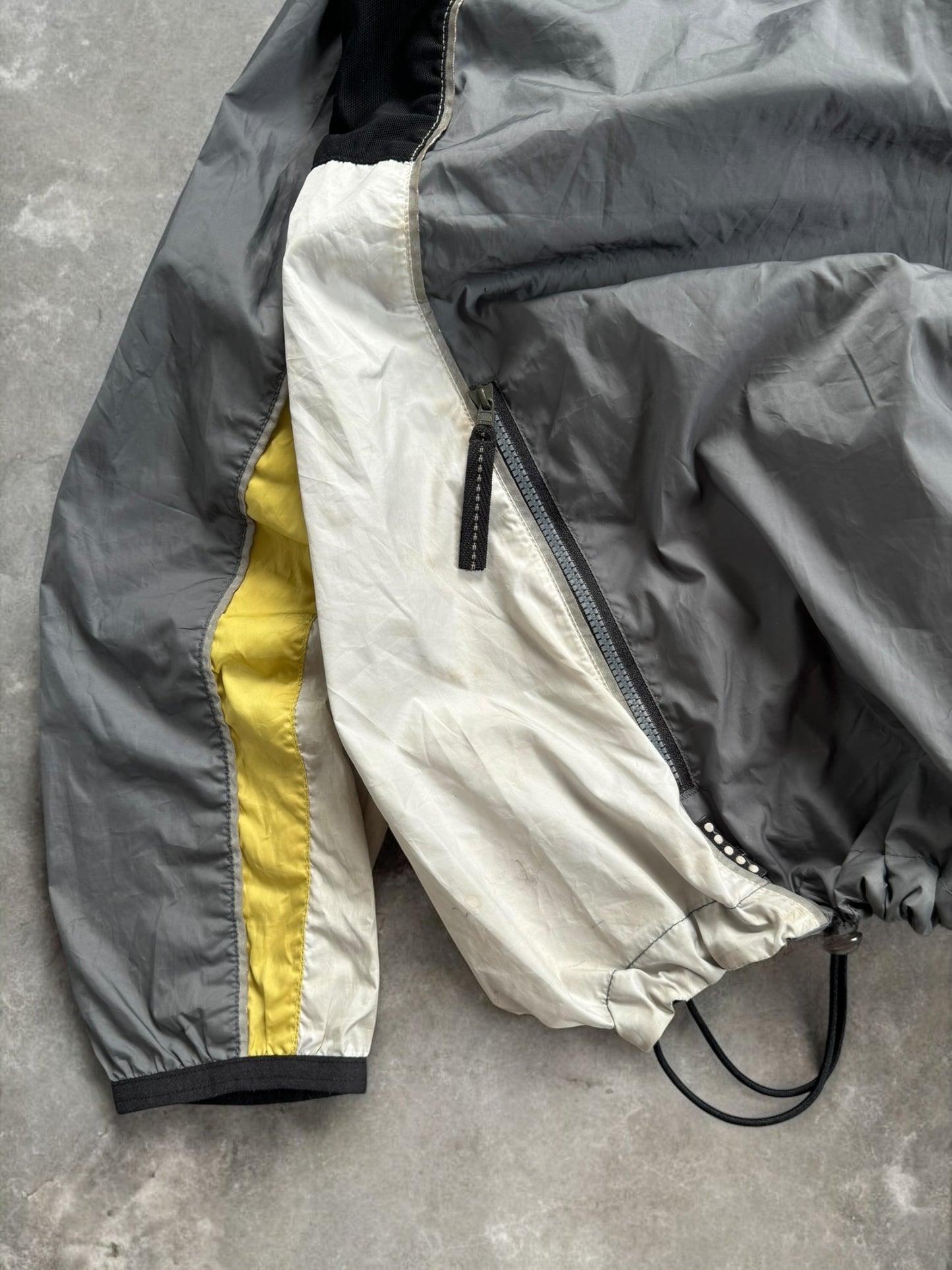 Vintage 90's grey black and white Nike technical jacket (XL)
