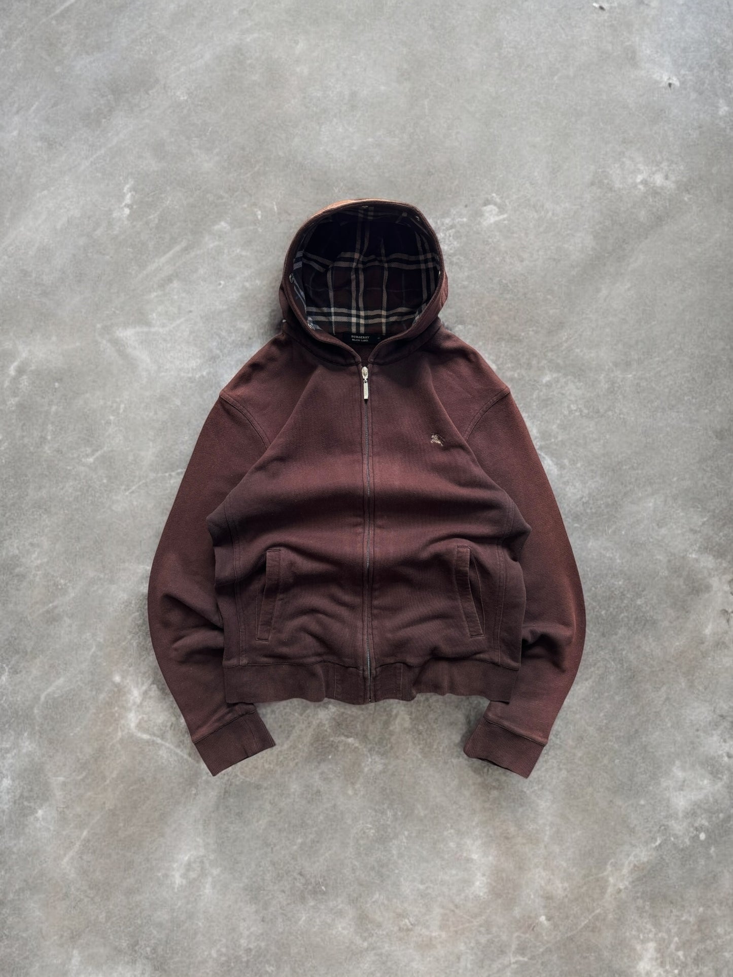 Vintage 2000's washed brown Burberry nova check zip up hoodie (S)