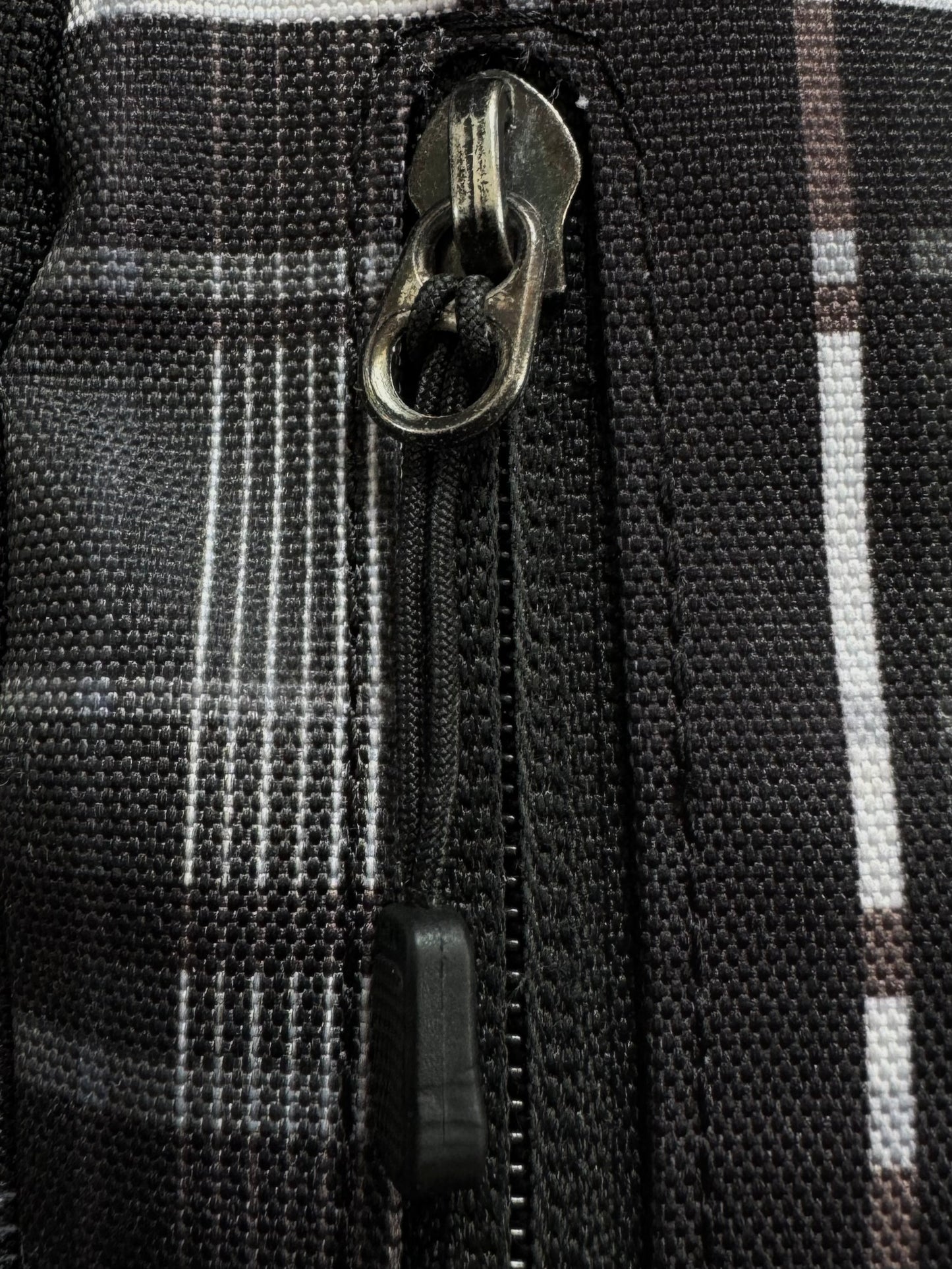 Vintage 2000's black and grey tartan / plaid Nike technical sling bag / crossbody bag