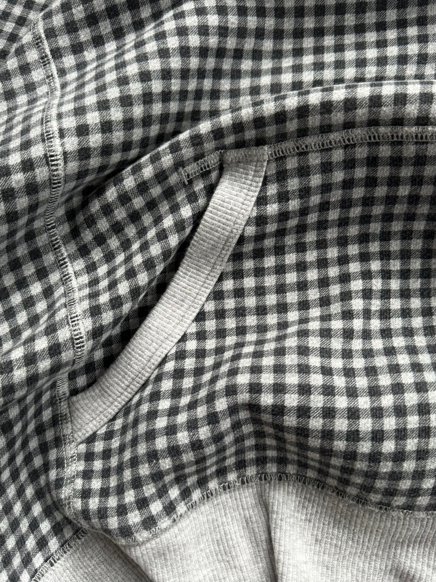 Vintage grey and black Uniqlo tartan / plaid technical zip up hoodie (M)