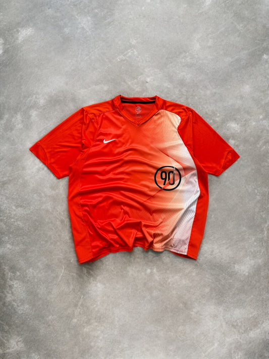 Vintage 2000's Nike T90 sunset orange two tone panelled technical t shirt (L)