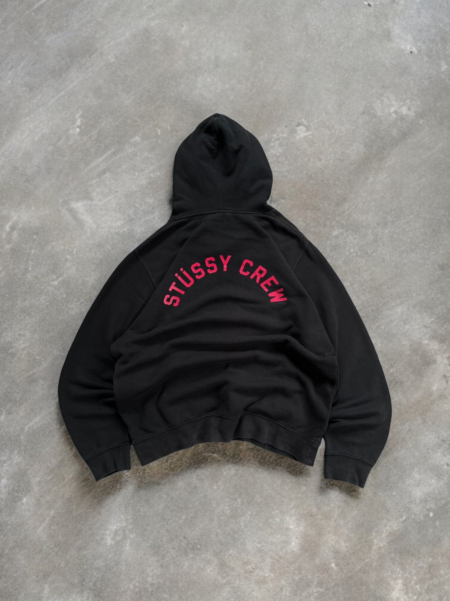 Vintage 2000's black and pink Stussy graphic hoodie (L)