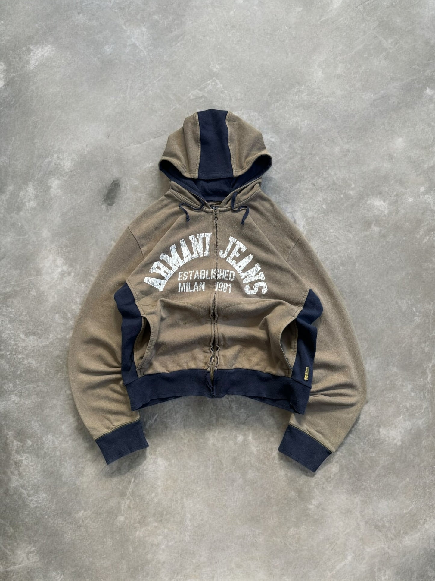 Vintage 2000's distressed Armani Jeans zip up hoodie (M)