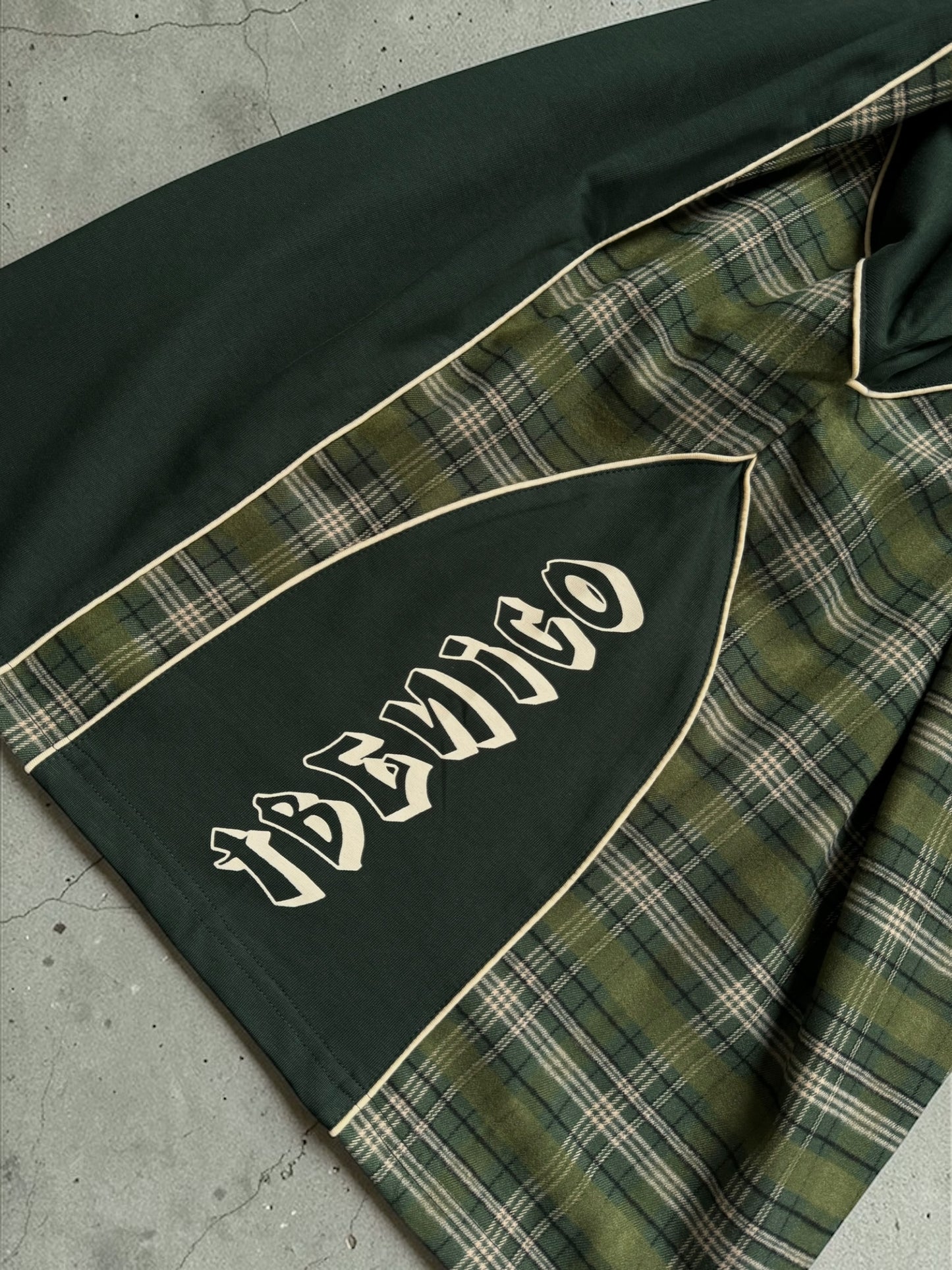 Tbenico verde tartan panel rig t shirt