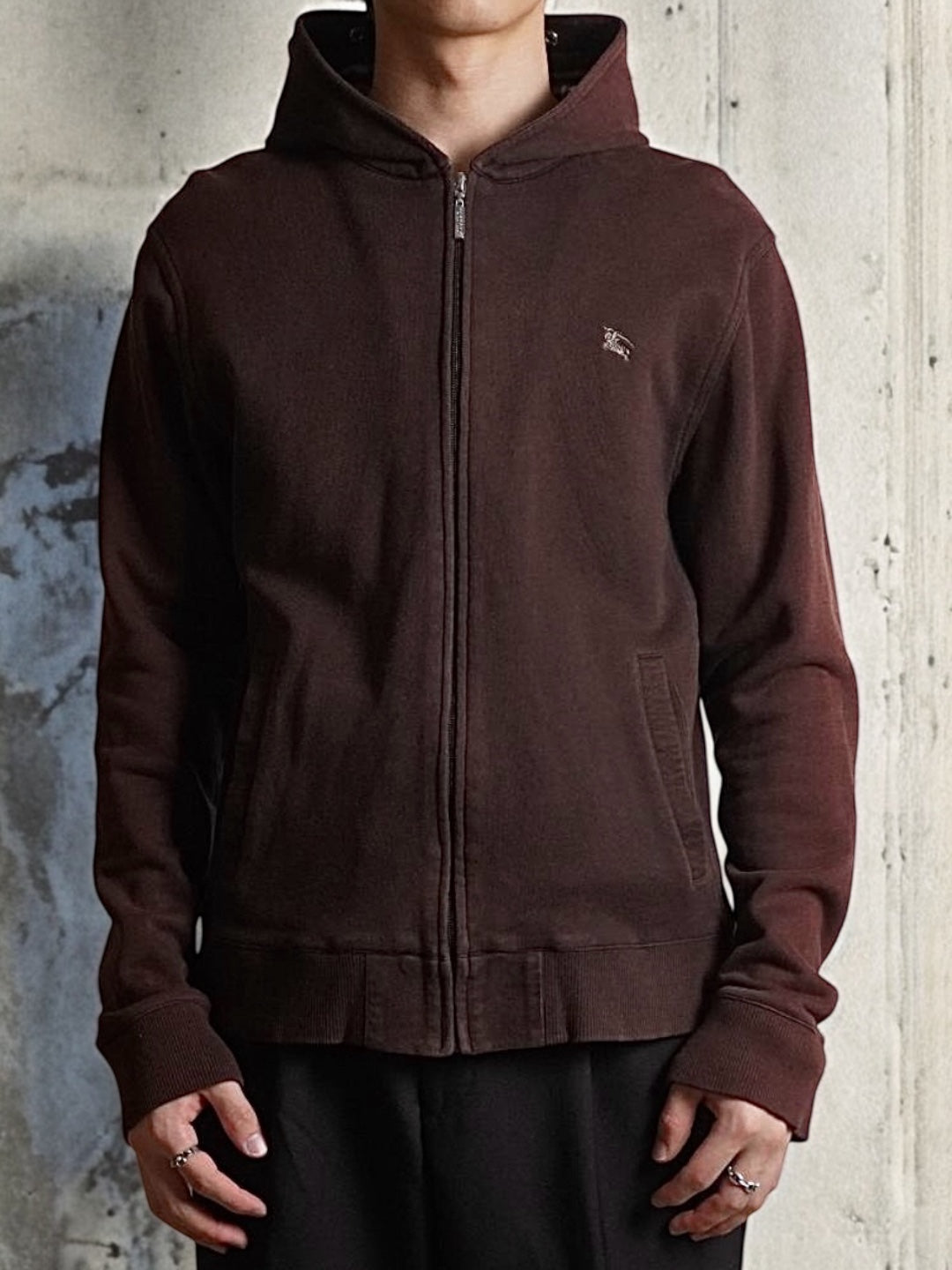 Vintage 2000's washed brown Burberry nova check zip up hoodie (S)