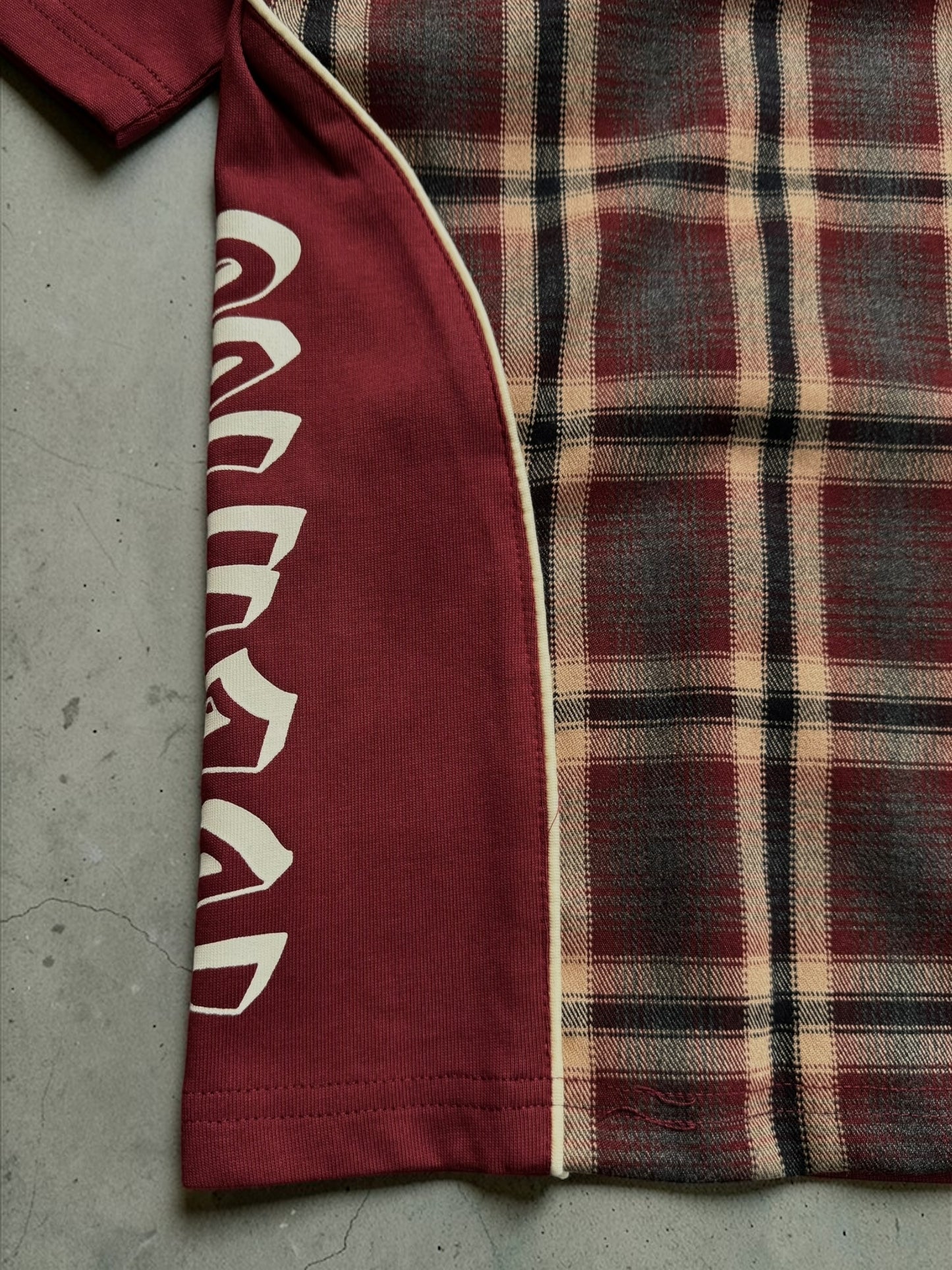 Tbenico rossa tartan panel rig t shirt