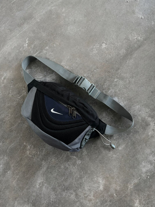 Vintage 2000's grey black and navy blue Nike technical sling bag / waist bag