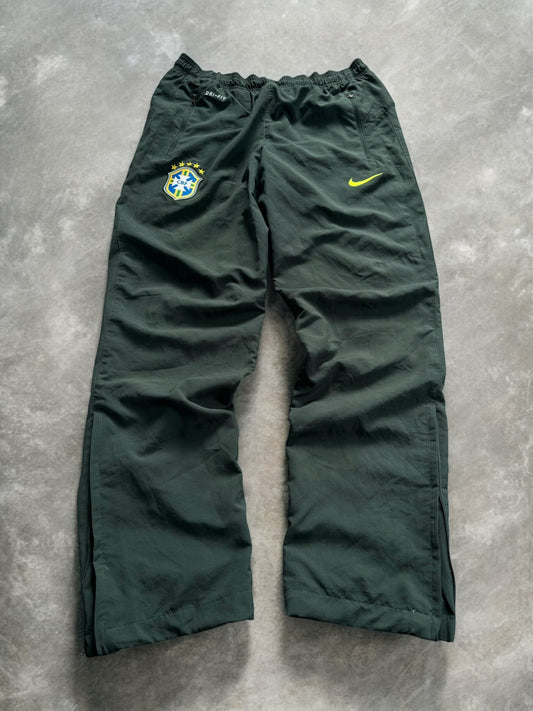 Vintage dark green and neon Nike Brazil football joggers/track pants (L)