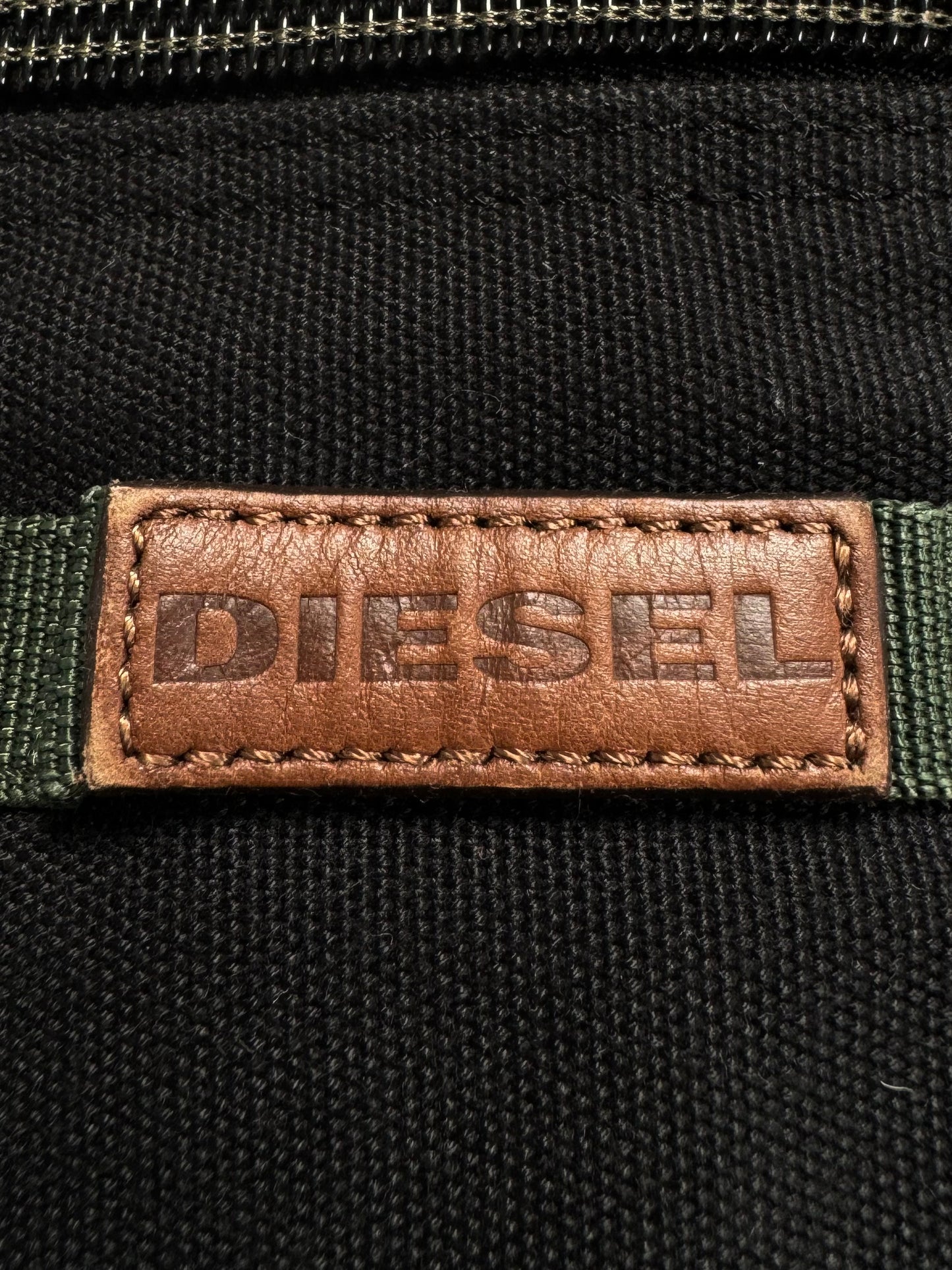 Vintage 2000's Y2K black and khaki green Diesel technical sling bag / crossbody bag