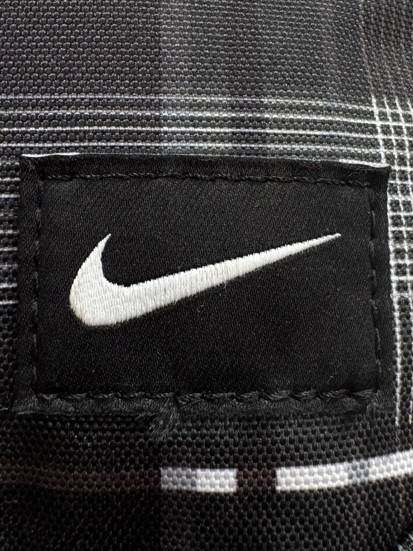 Vintage 2000's black and grey tartan / plaid Nike technical sling bag / crossbody bag