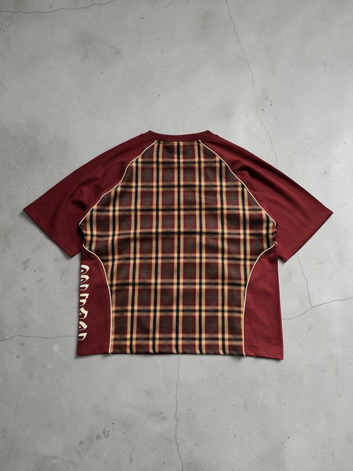 Tbenico rossa tartan panel rig t shirt