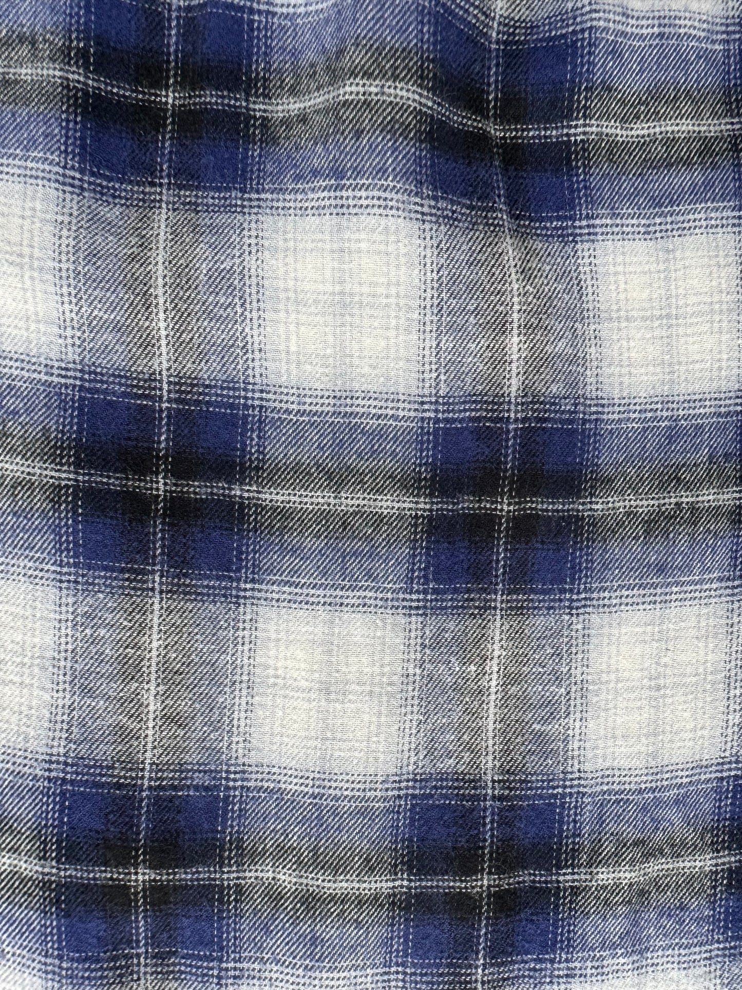 Vintage navy blue white and black Stussy spell out logo tartan / plaid hoodie (M)