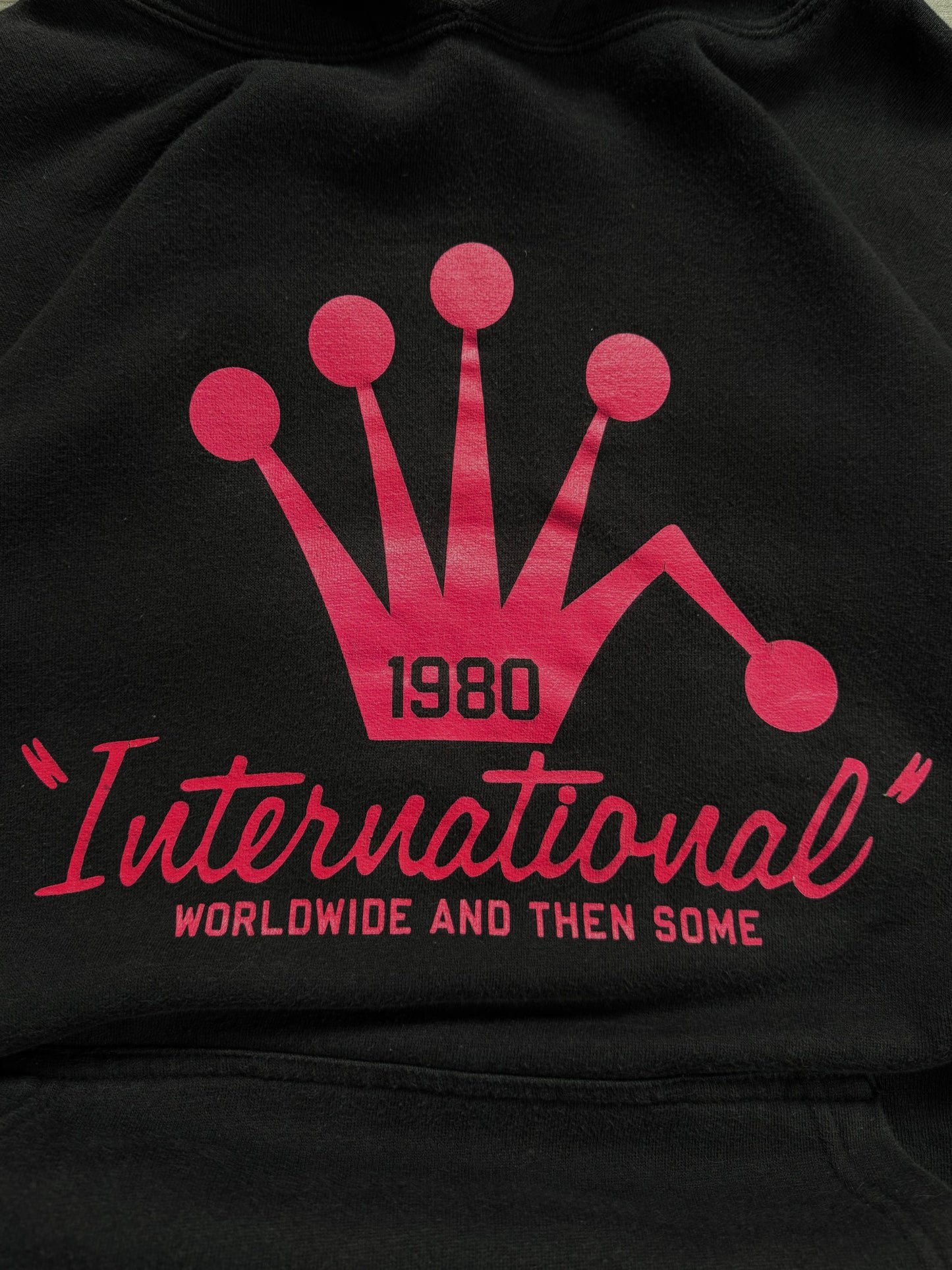 Vintage 2000's black and pink Stussy graphic hoodie (L)