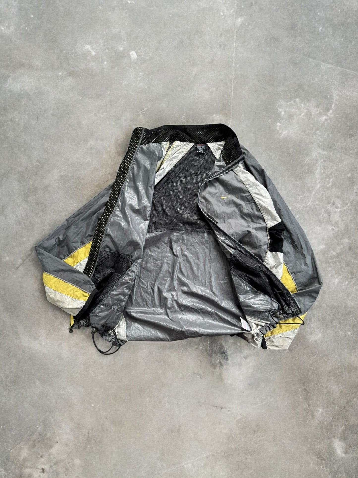 Vintage 90's grey black and white Nike technical jacket (XL)