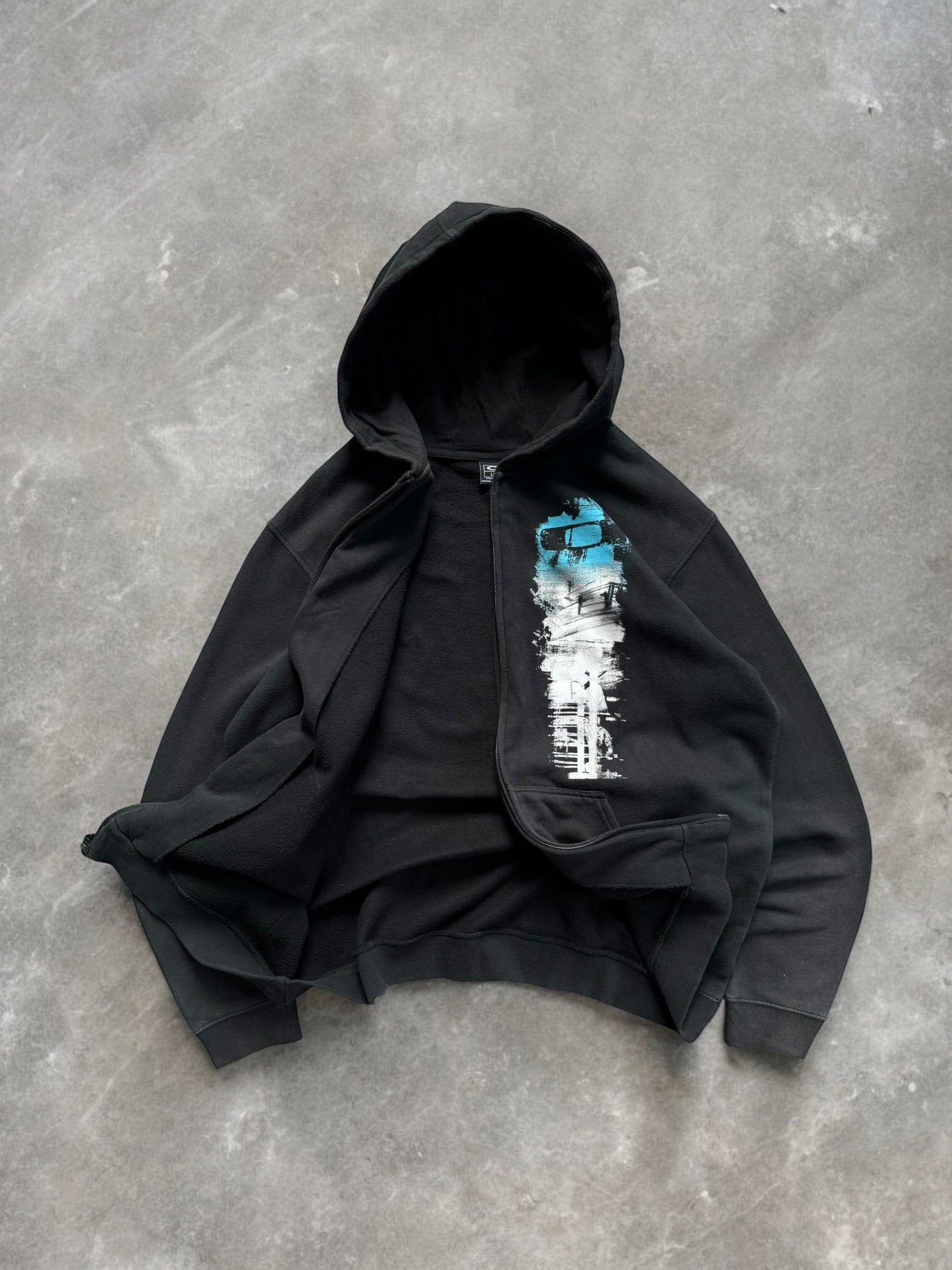 Vintage 2000's black Oakley graphic print logo zip up hoodie (L)
