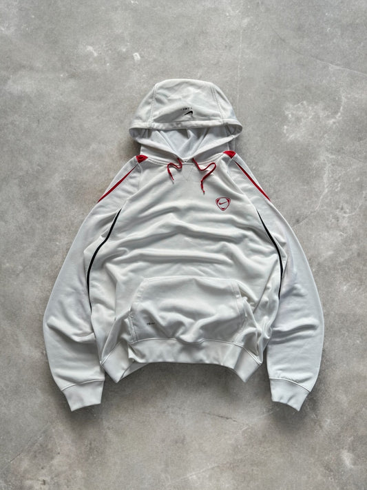 Vintage 2000's white black and red Nike T90 technical ventricle hoodie (L)